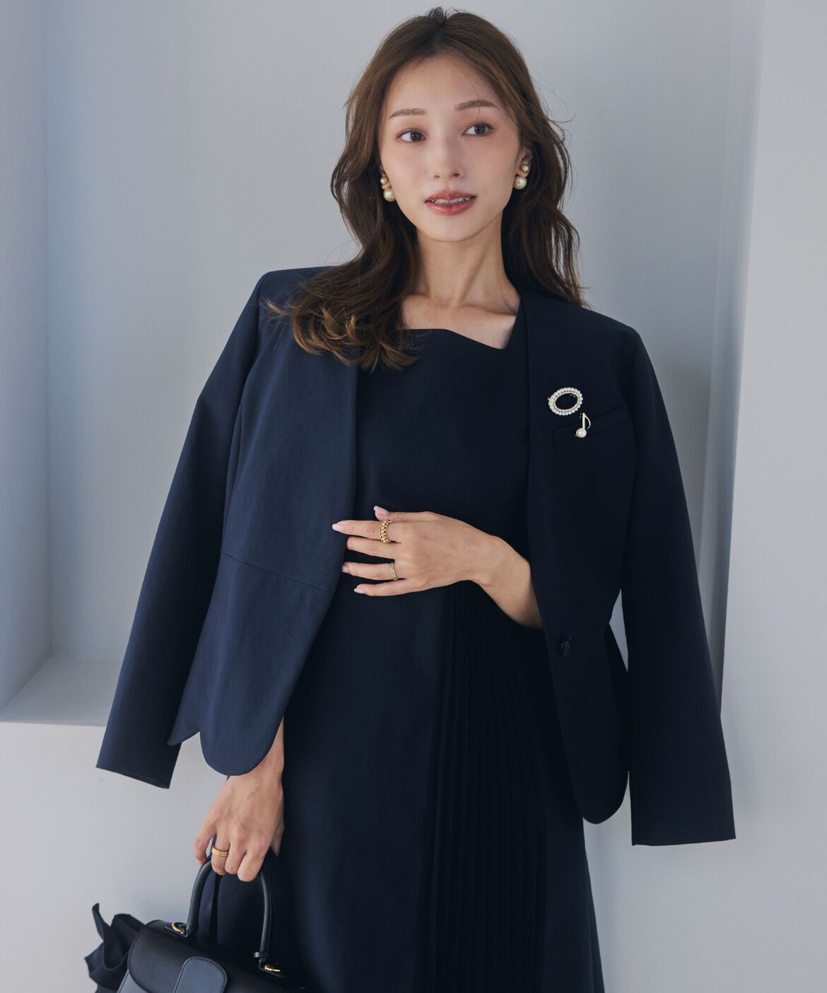 Maglie le cassetto「《ﾌﾟﾗｽｻｲｽﾞ》ﾊﾝｻﾑｽｶﾗｯﾌﾟｼﾞｬｹｯﾄ《M Maglie le cassett」|ノーカラージャケット|ネイビー