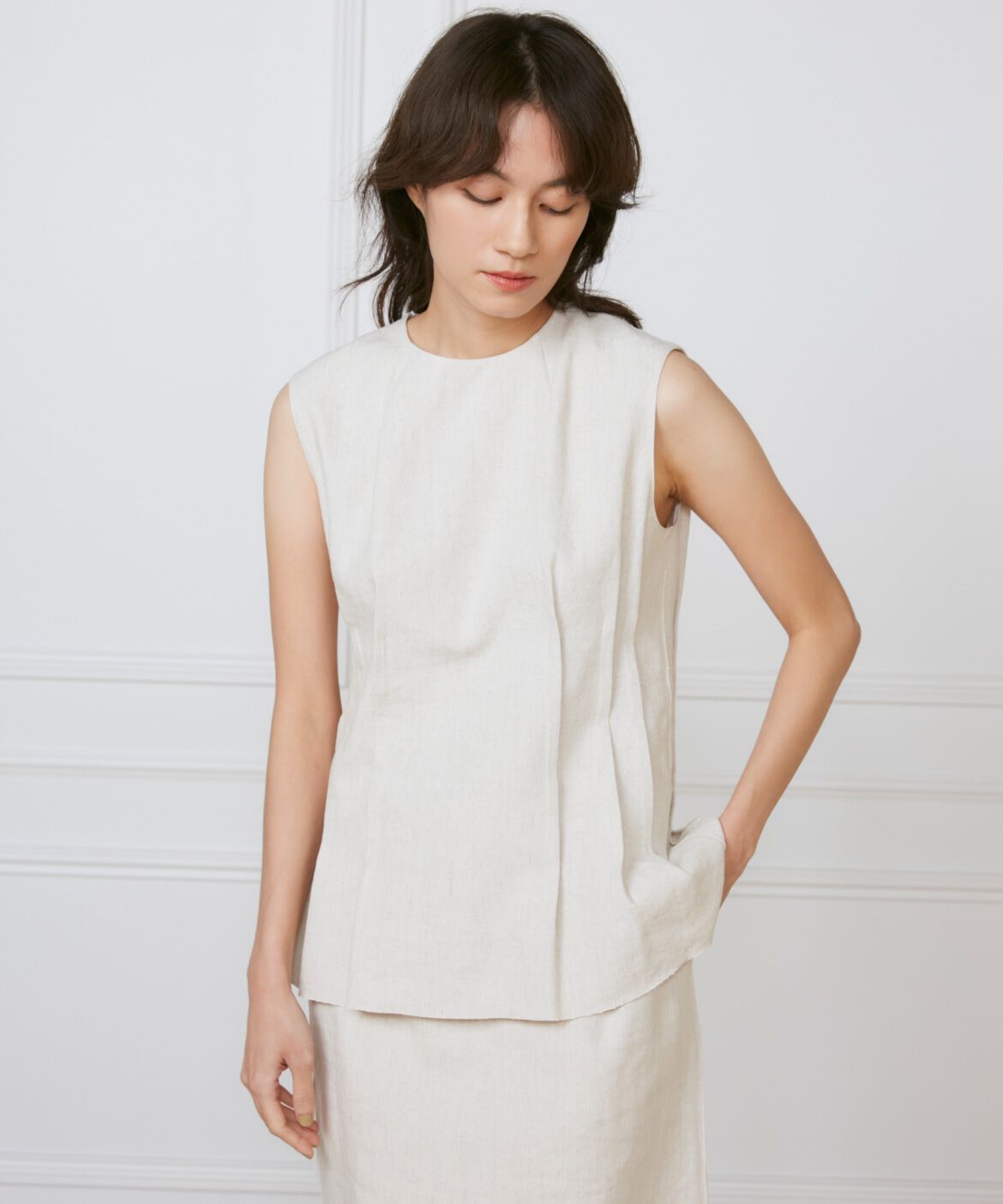 INED「《大きいサイズ》ウエストピンタックブラウス　《la veille by SUPERIOR CLOSET》」|シャツ・ブラウス|