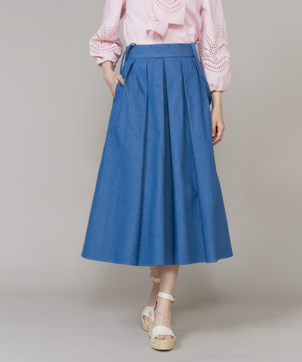 Maglie le cassetto「《大きいｻｲｽﾞ》《WEB･POPUP限定》ｻｽﾍﾟﾝﾀﾞｰ付きﾃﾞﾆﾑﾀｯ  」|スカート|サックス3