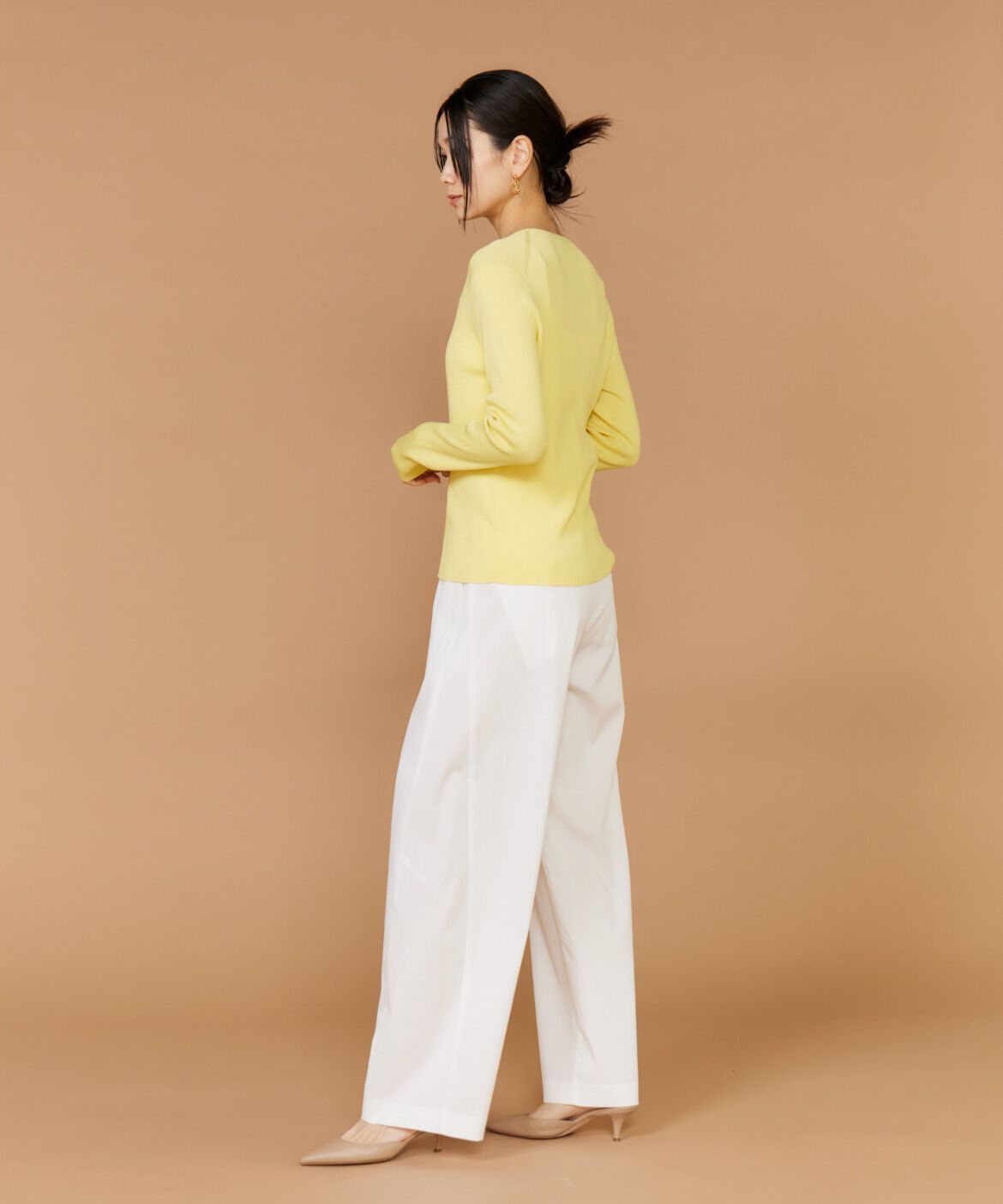 INED「シルクコットンクルーネックリブカーディガン」|カーディガン|