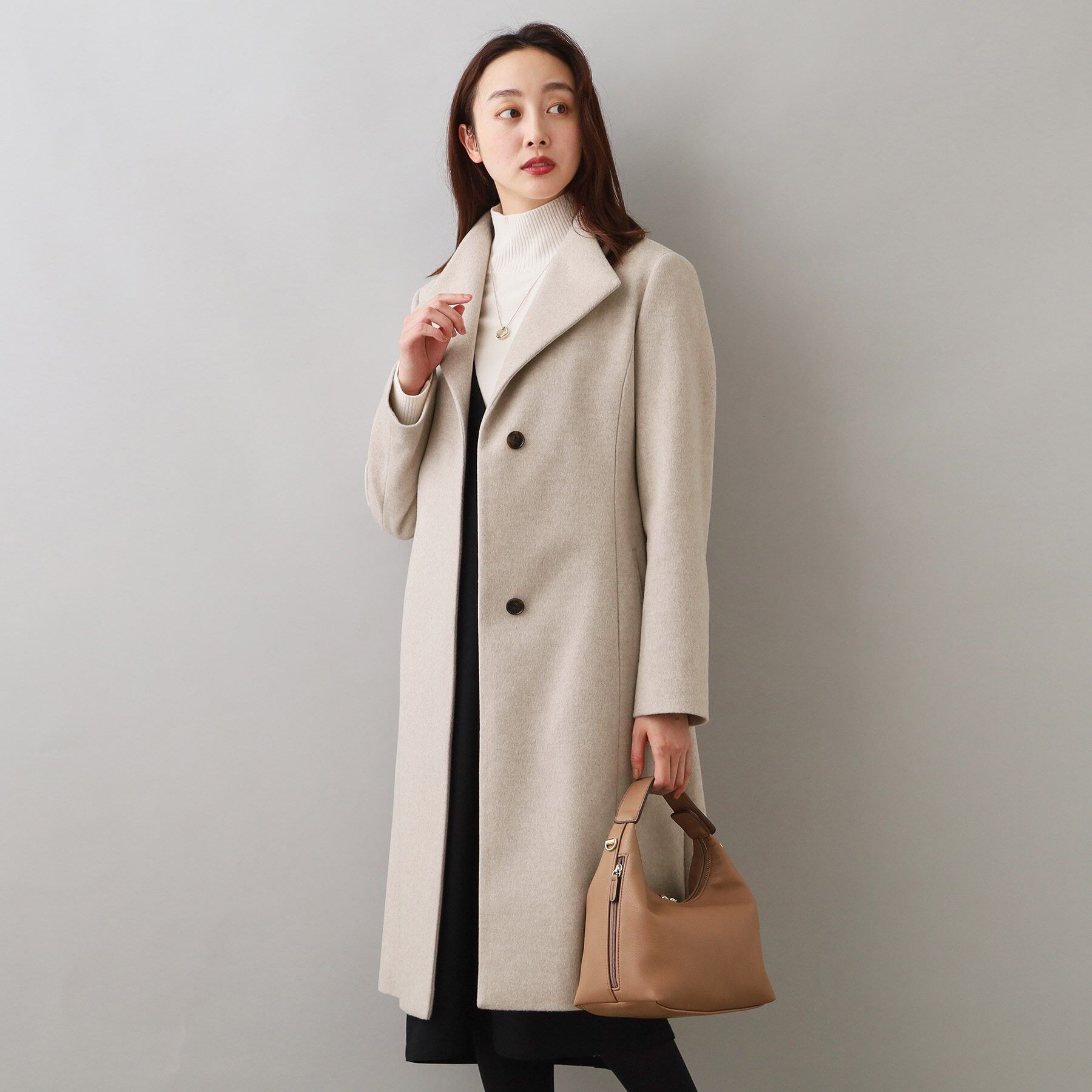 UNTITLED「【日本製／2WAY衿】スタンドカラー ロングコート」|その他|ナチュラル(050)