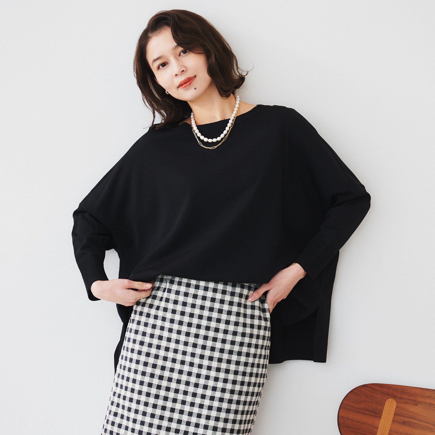 UNTITLED「【体型カバー/透けにくい】ワイドシルエットニット」|ニット・セーター|