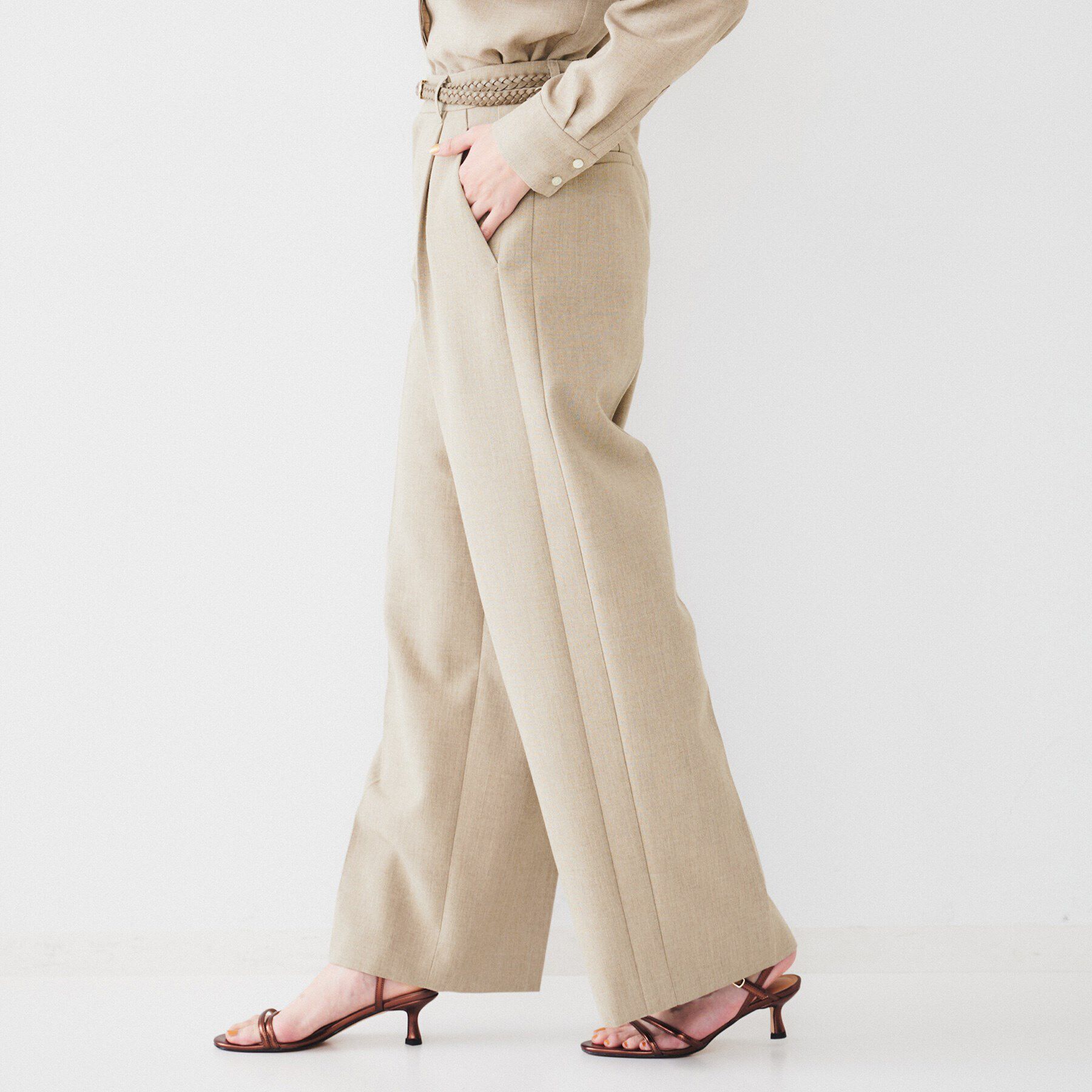 UNTITLED「【セットアップ可能】リネンライクキャンバス ワイドパンツ」|その他|