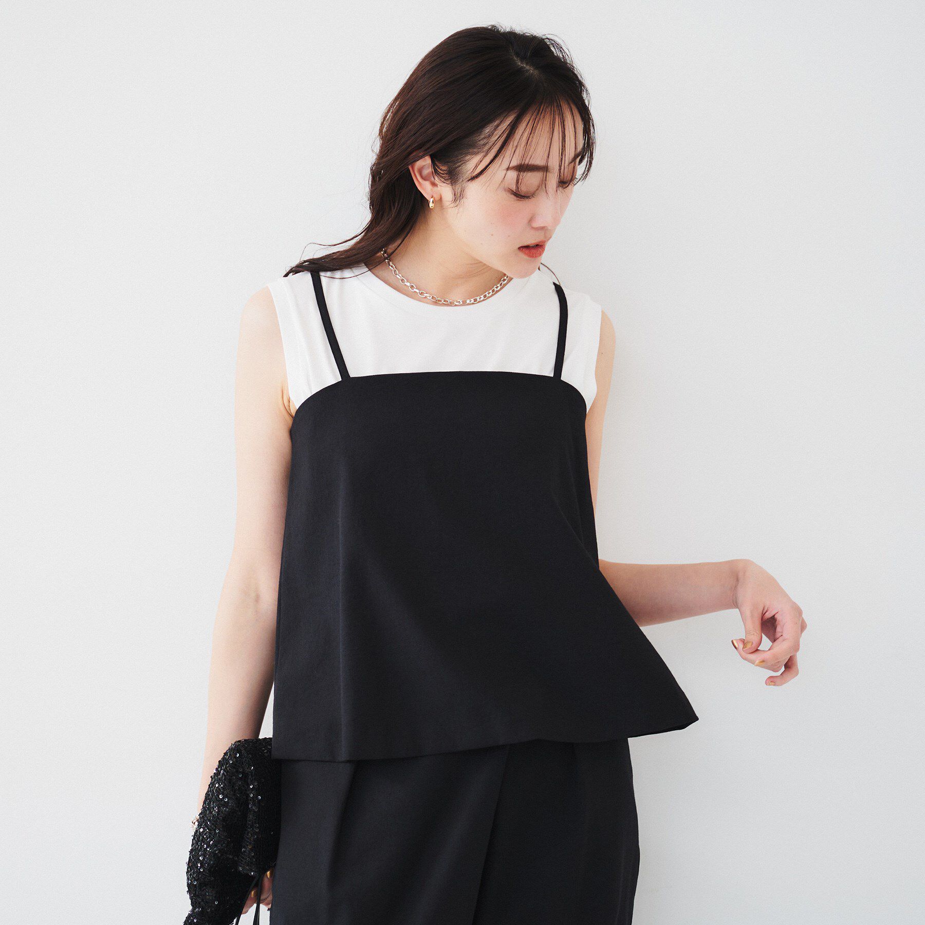 UNTITLED「【セットアップ可能】ビスチェキャミソール」|キャミソール|ブラック(019)