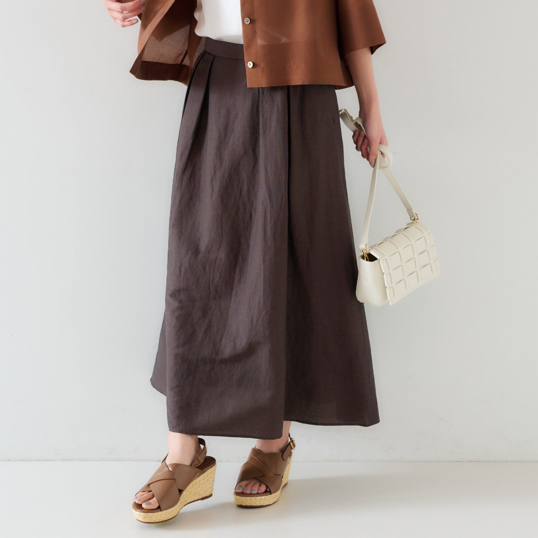 UNTITLED「【セットアップ可能/手洗い可】リネン混フレアスカート」|スカート|