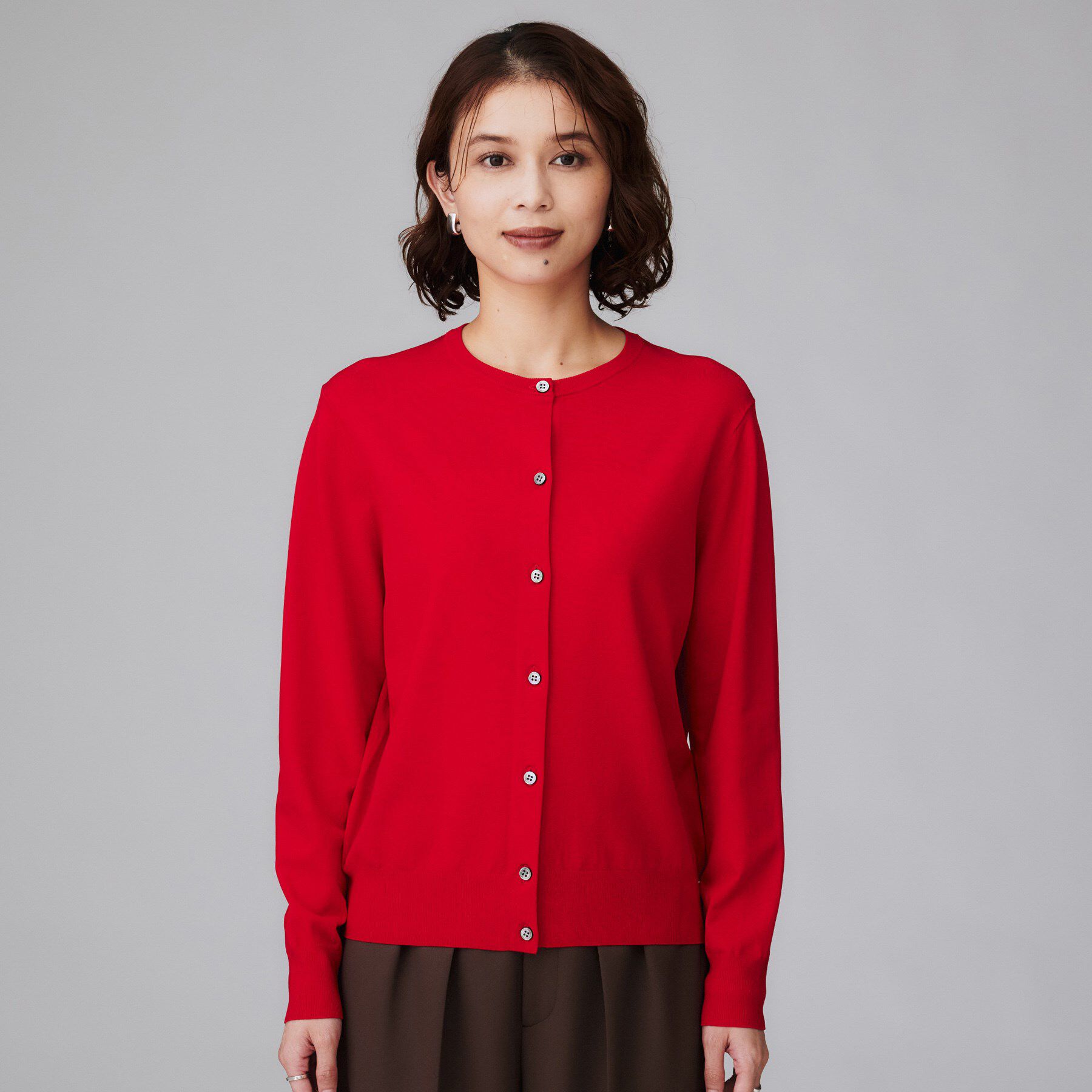 UNTITLED「【アンサンブル可/薄手】ベーシッククルーネックカーディガン」|カーディガン|