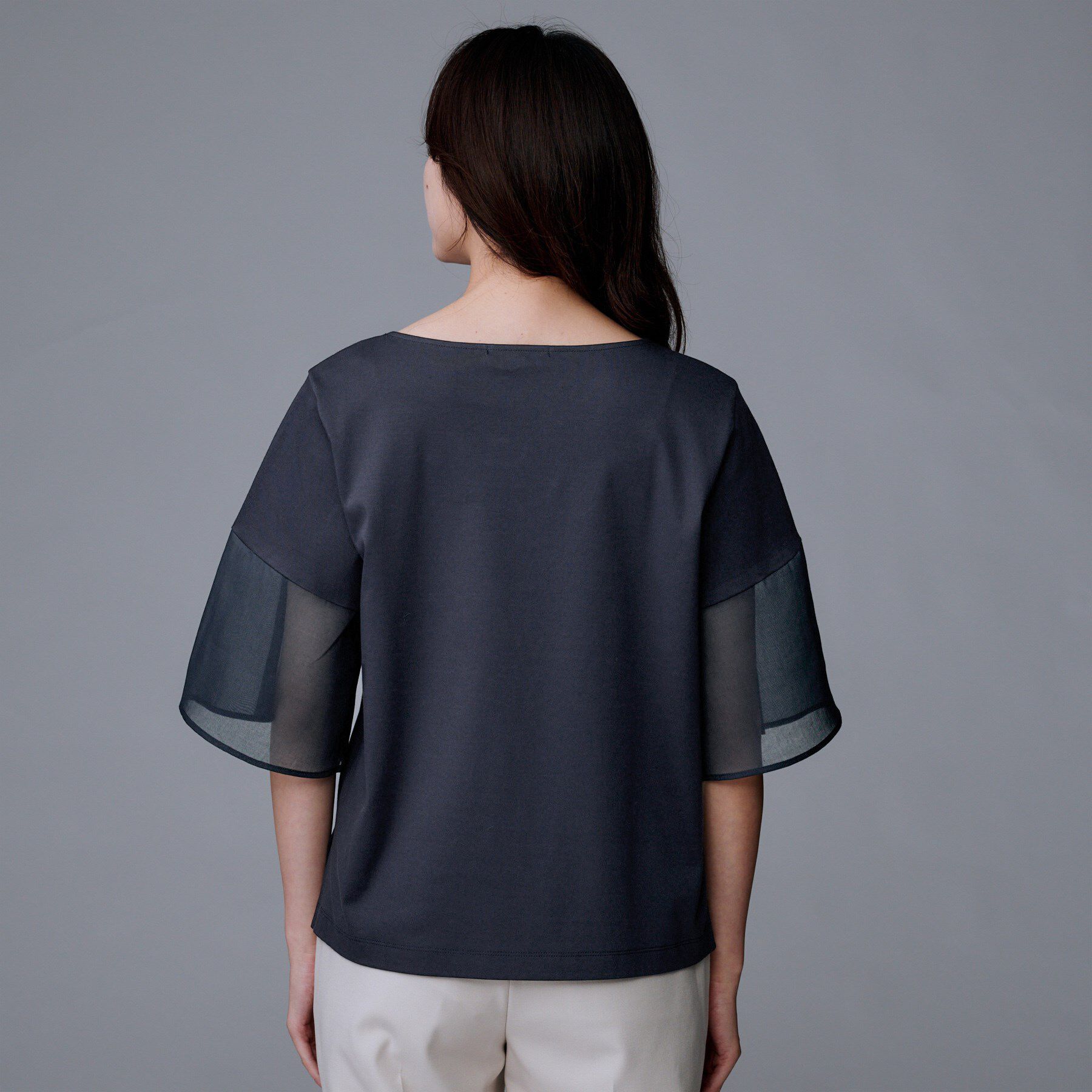 UNTITLED「【洗える/五分袖】シアースリーブ プルオーバー」|Tシャツ・カットソー|