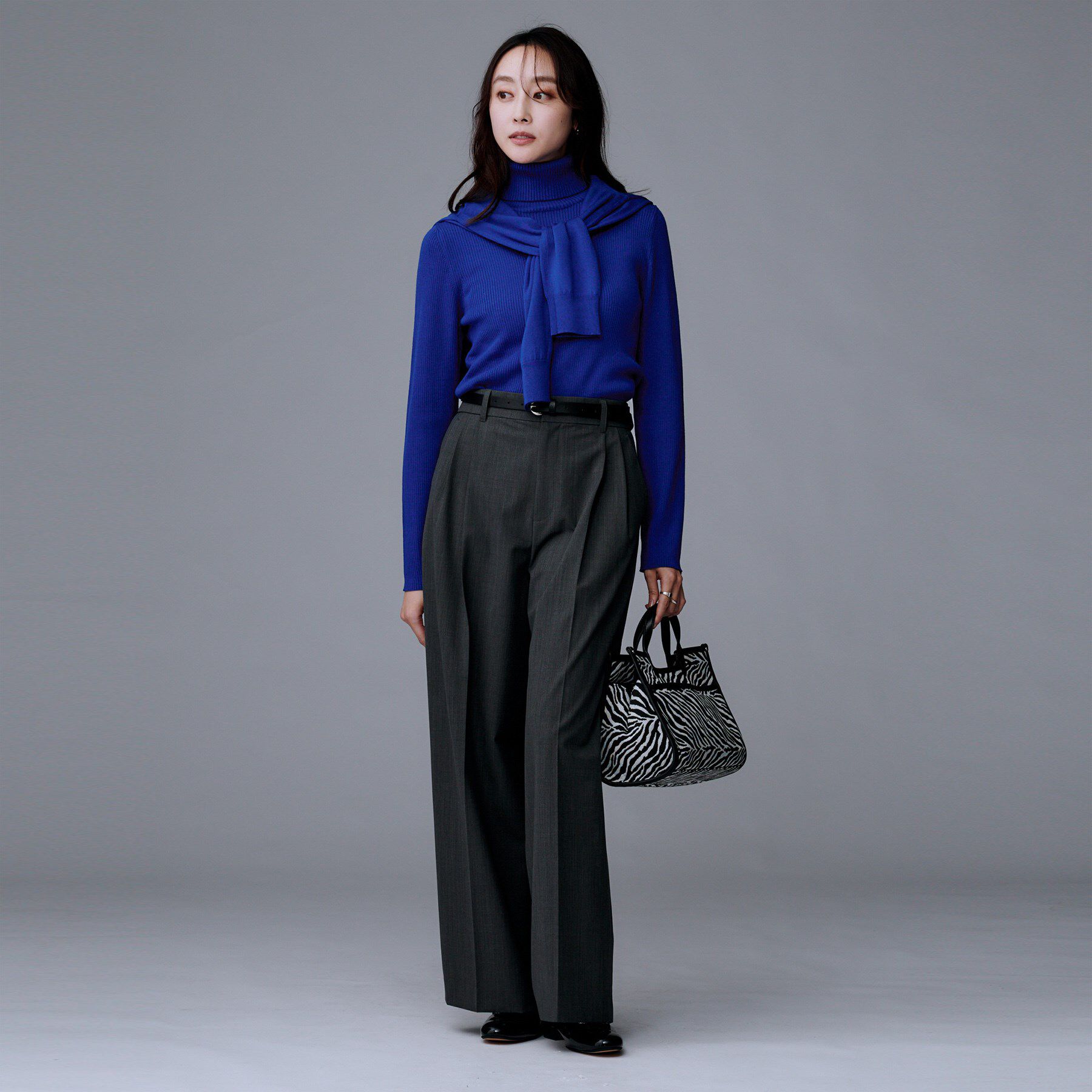 UNTITLED「【洗える/アンサンブル可能/ウール100%】リブタートルネックウールニット」|ニット・セーター|