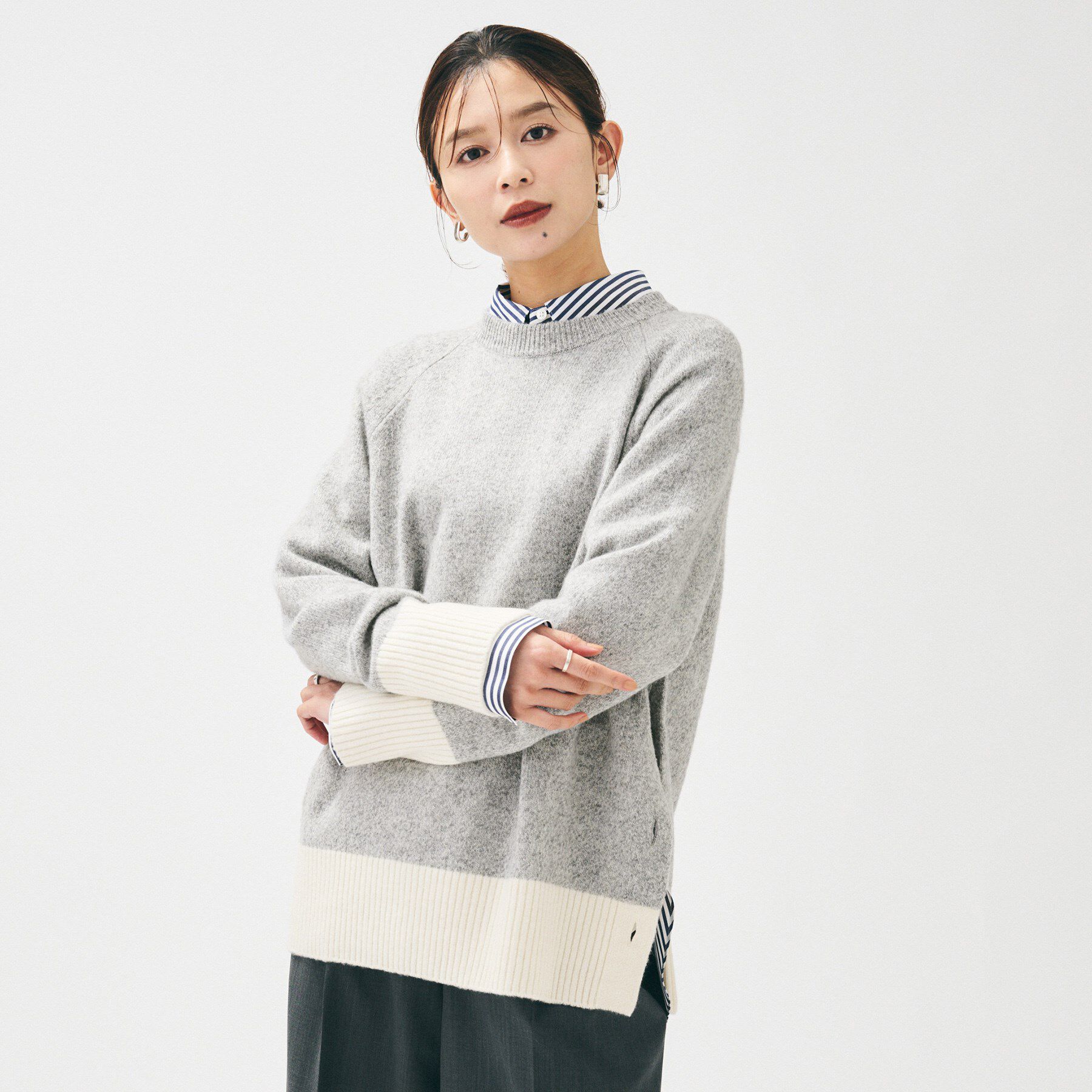 UNTITLED「【重ね着もおすすめ/洗える】ウールカシミヤ クルーネックニット」|ニット・セーター|