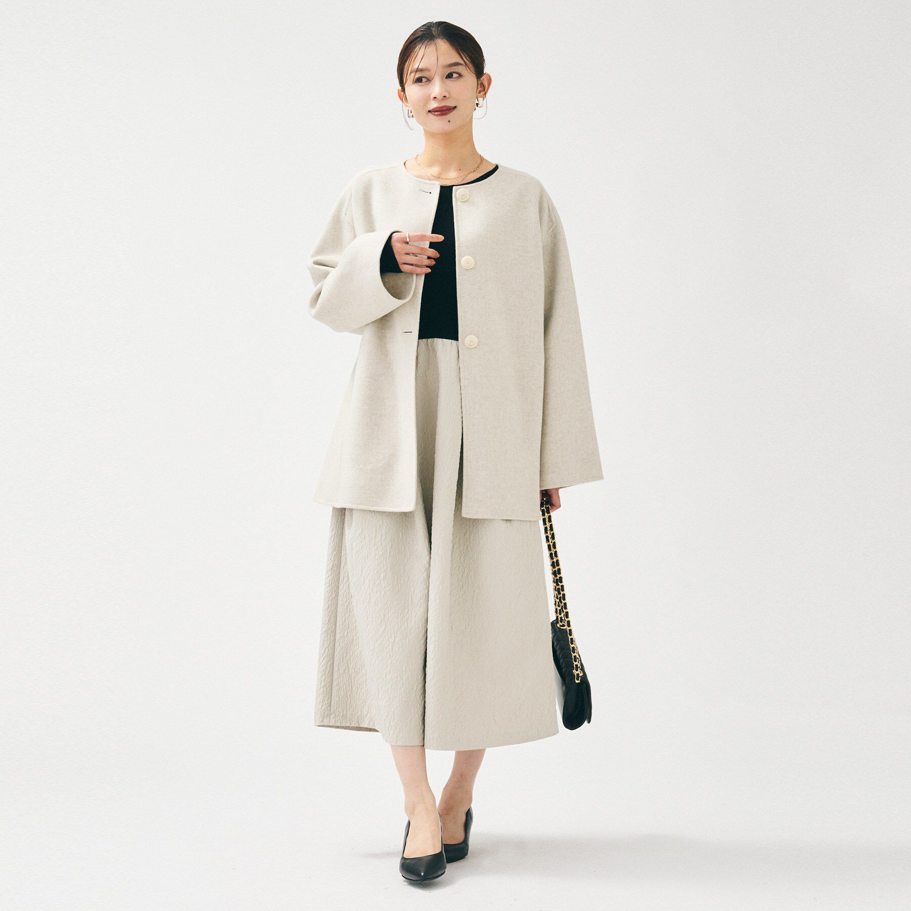 UNTITLED「【大人フェミニン/トレンド】ニット&times;ジャカード ドッキングワンピース」|ワンピース|