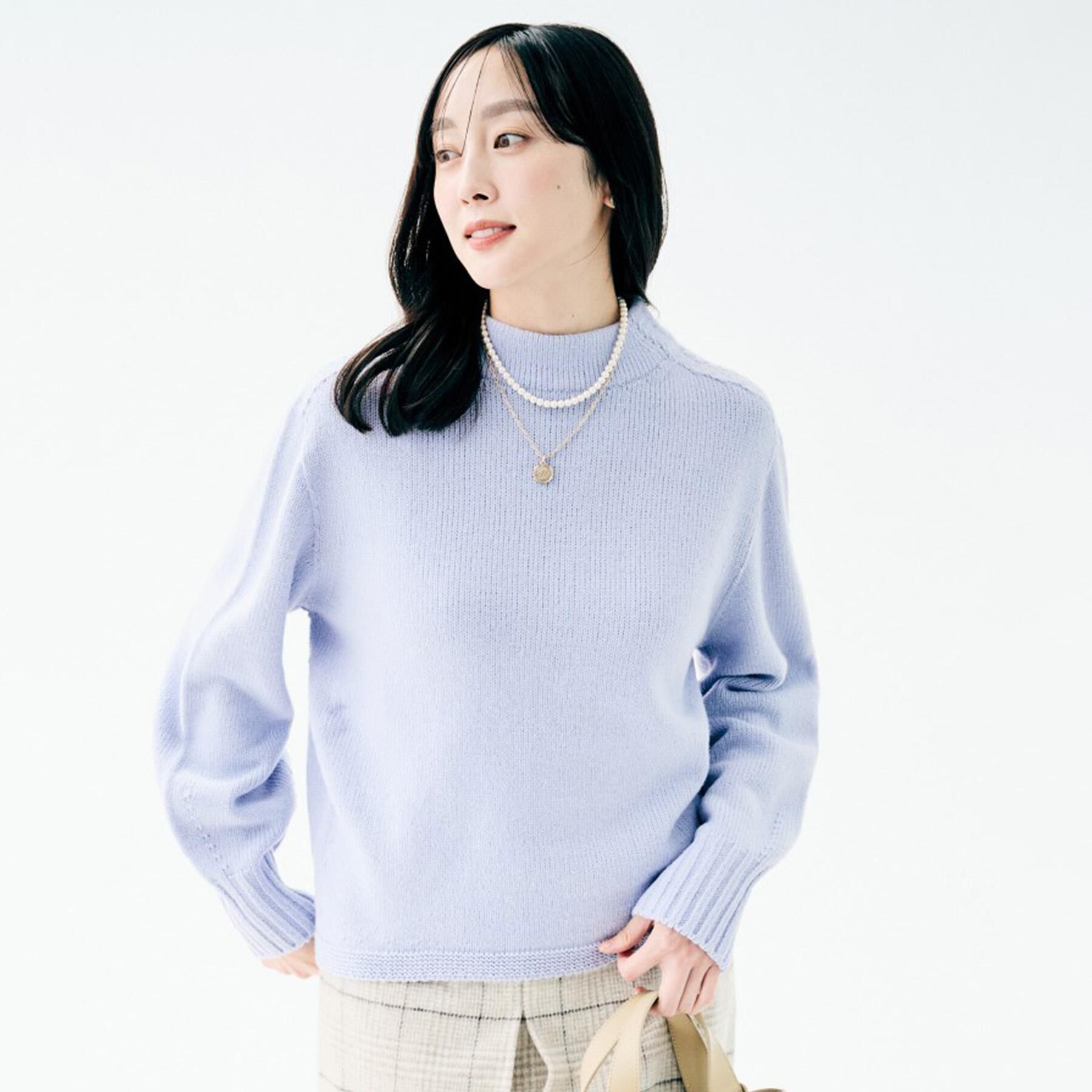 UNTITLED「【洗える】スポンディッシュ ボトルネックニット」|ニット・セーター|ラベンダー(080)