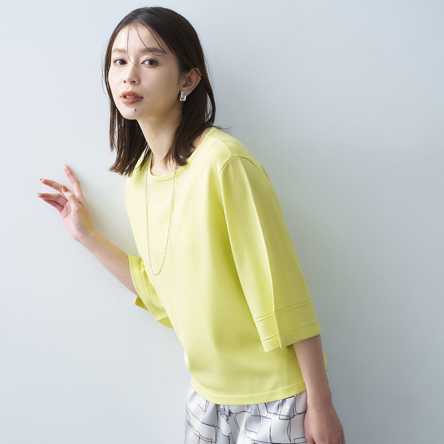 UNTITLED「【洗える/清涼感】袖スリットニットプルオーバー」|ニット・セーター|