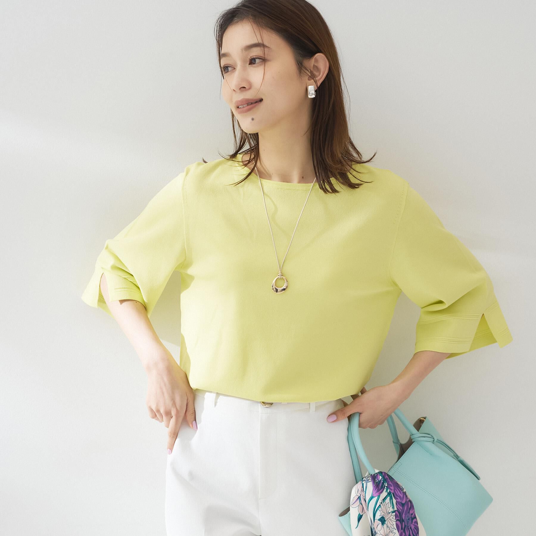 UNTITLED「【洗える/清涼感】袖スリットニットプルオーバー」|ニット・セーター|