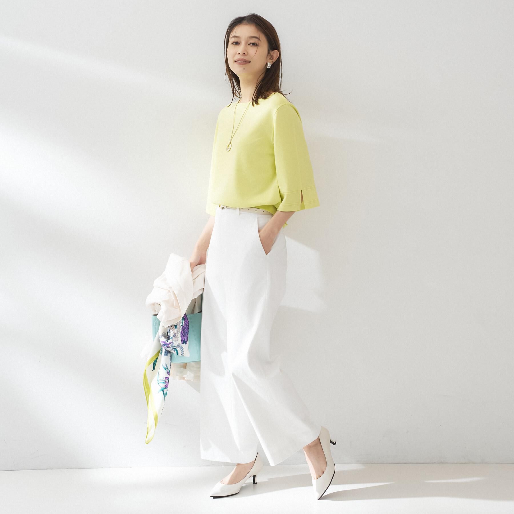 UNTITLED「【洗える/清涼感】袖スリットニットプルオーバー」|ニット・セーター|