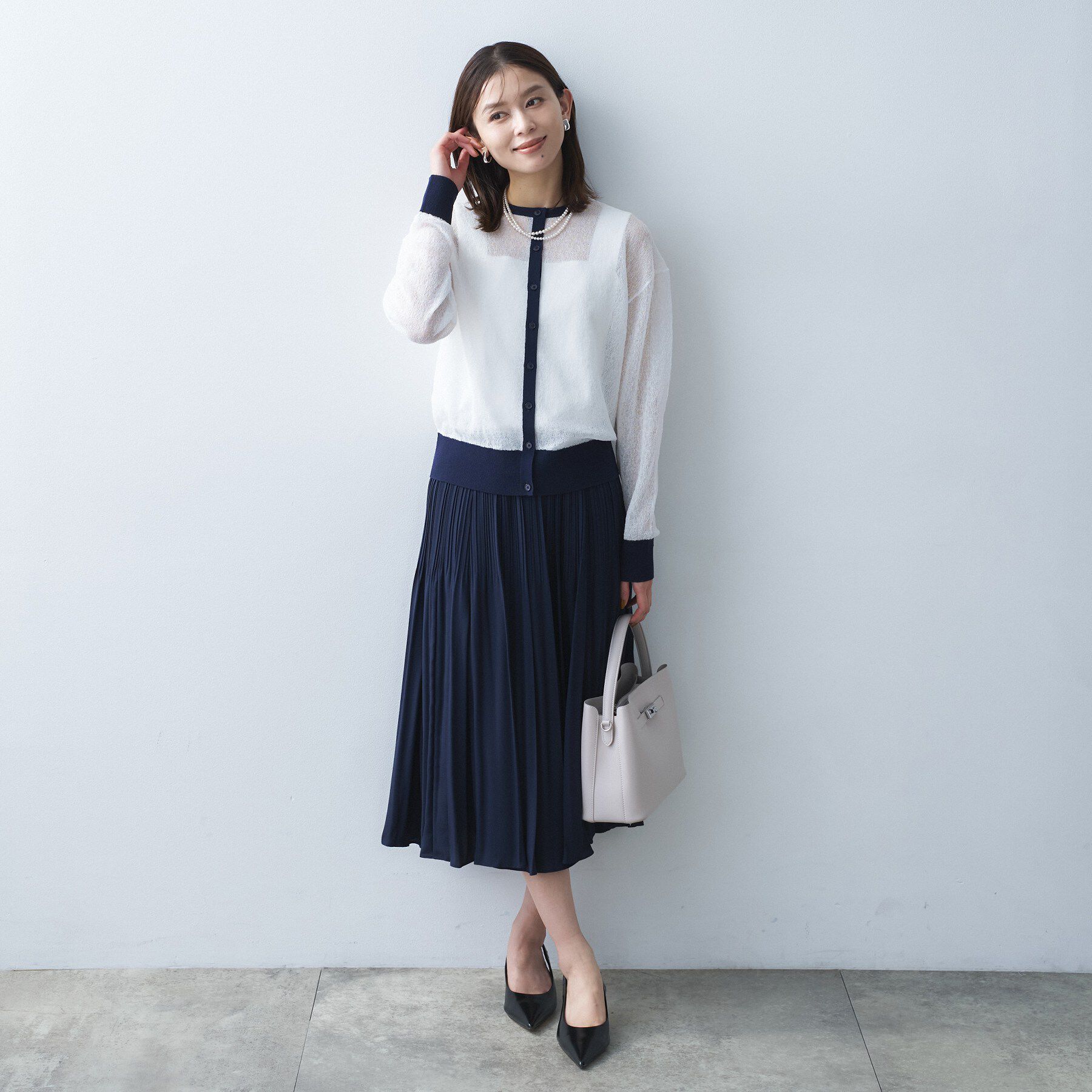 UNTITLED「【洗える】シアーニットカーディガン」|カーディガン|