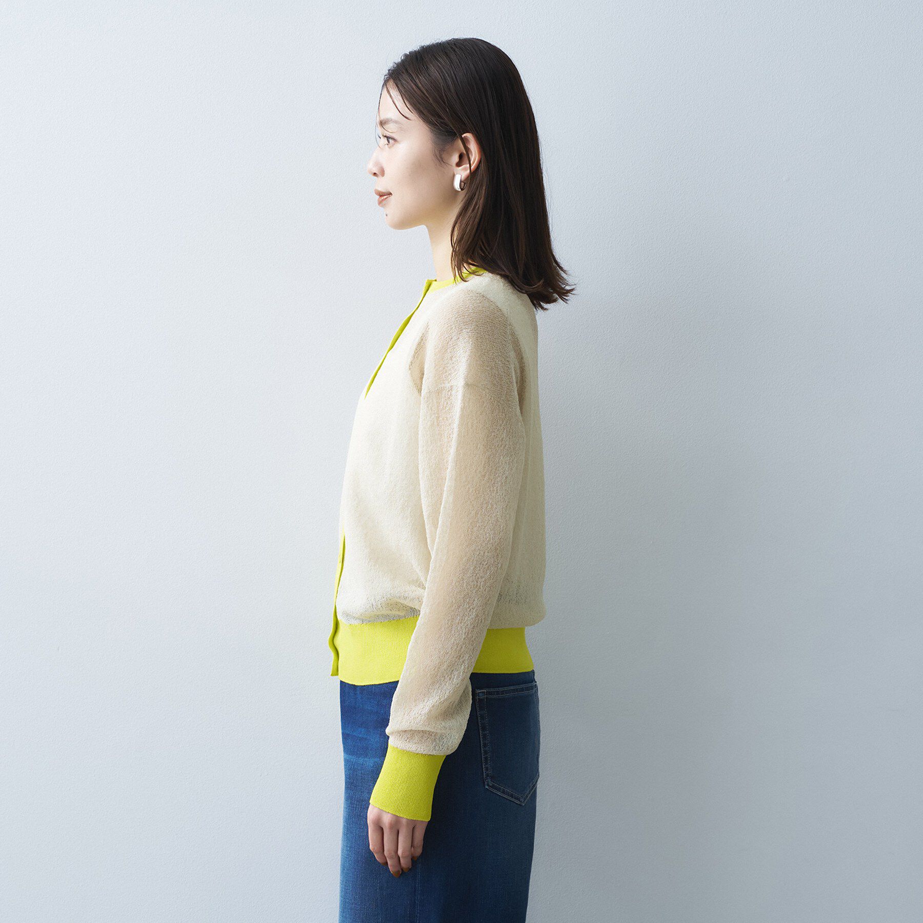 UNTITLED「【洗える】シアーニットカーディガン」|カーディガン|