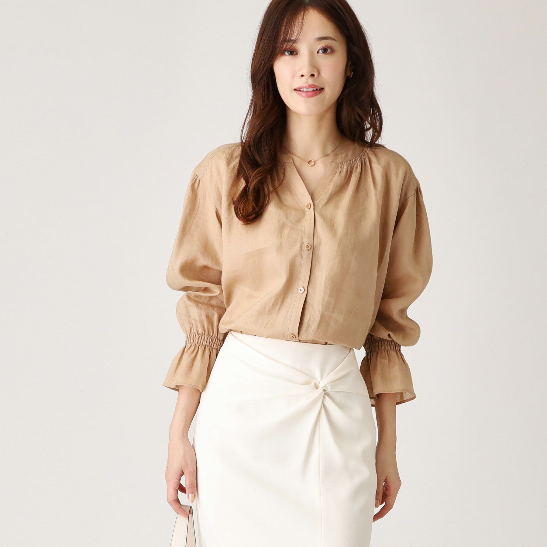 COUP DE CHANCE「【ラミー100％／洗える】ギャザーブラウス」|シャツ・ブラウス|