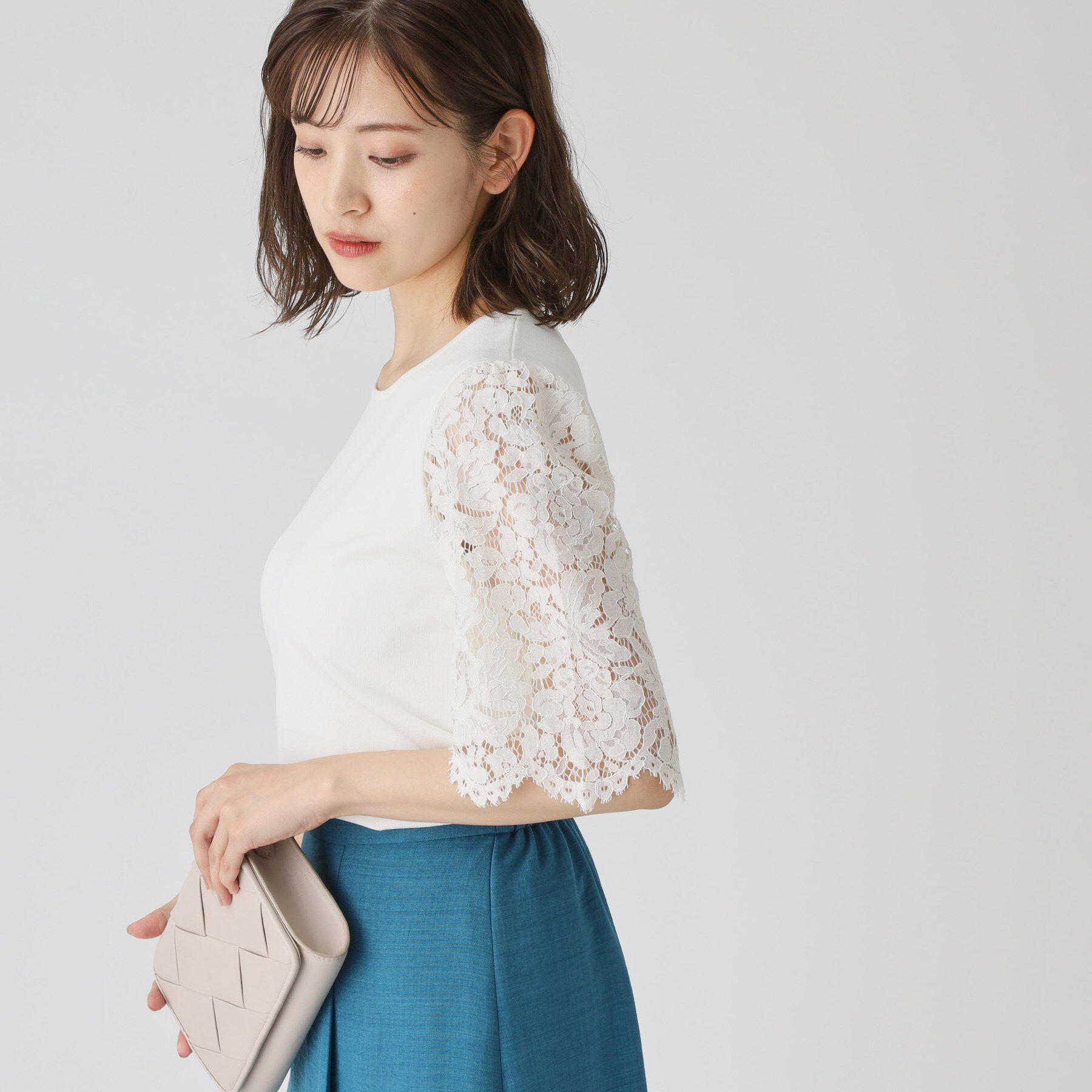 COUP DE CHANCE「【洗える】華やかなレース袖ニットトップス」|ニット・セーター|
