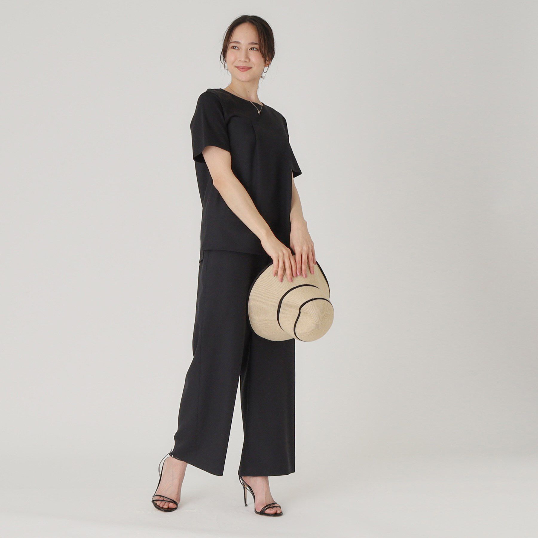 COUP DE CHANCE「【洗える／日本製／ビスチエレイヤード風／セットアップ可】異素材組合せのジャージプルオーバー」|Tシャツ・カットソー|