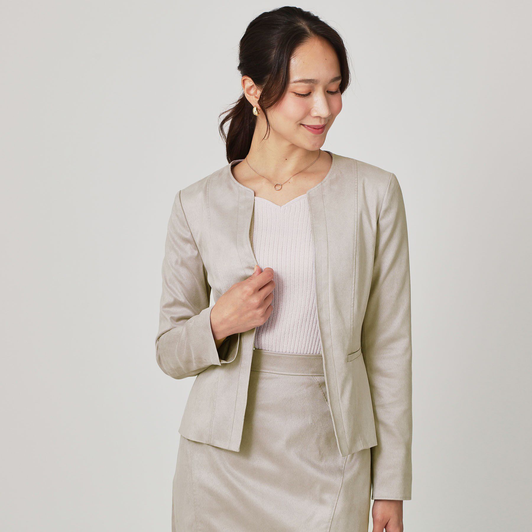 COUP DE CHANCE「【手洗い可／日本製】スェード調ノーカラージャケット」|ノーカラージャケット|