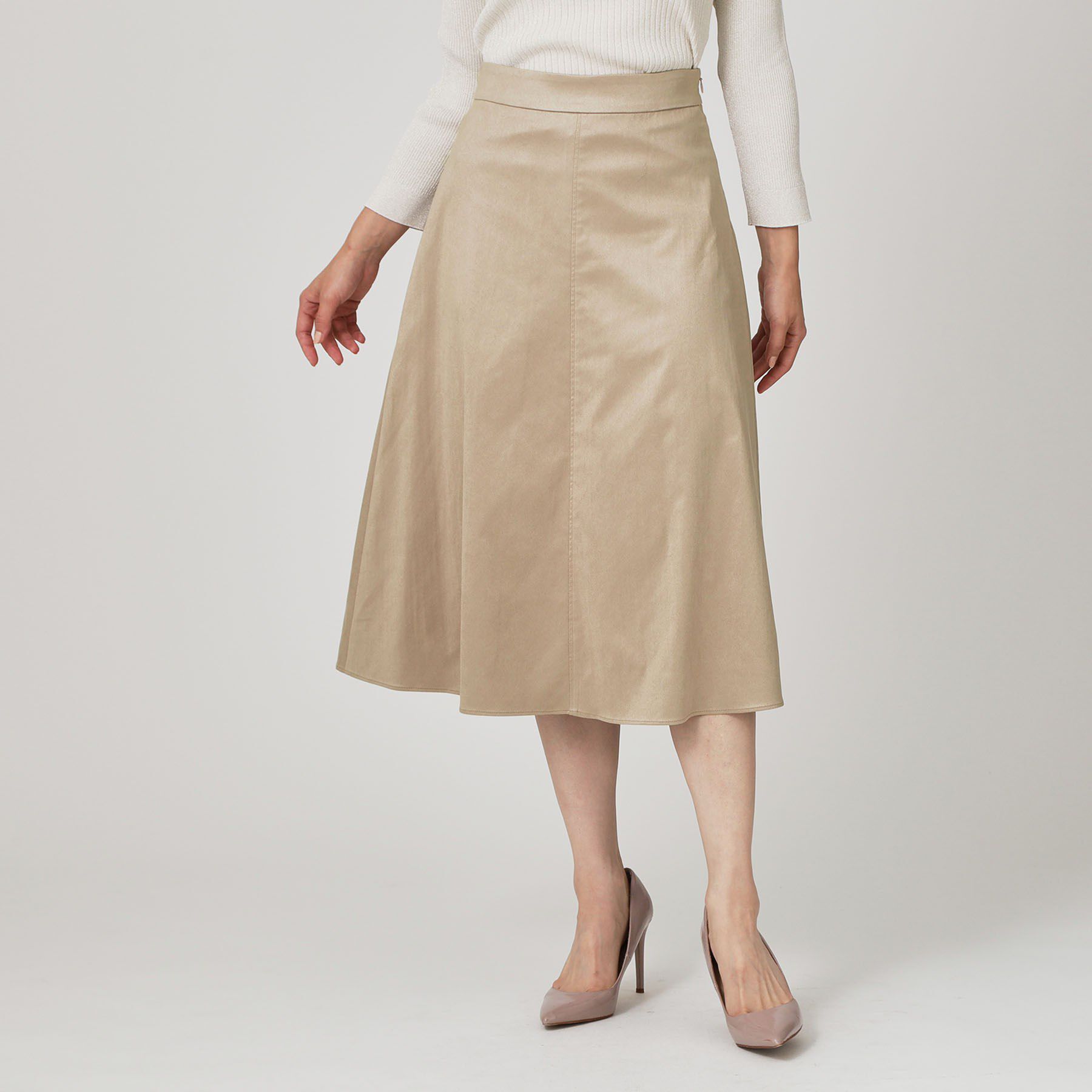 COUP DE CHANCE「【手洗い可／日本製／セットアップ可】スェード調素材フレアスカート」|スカート|