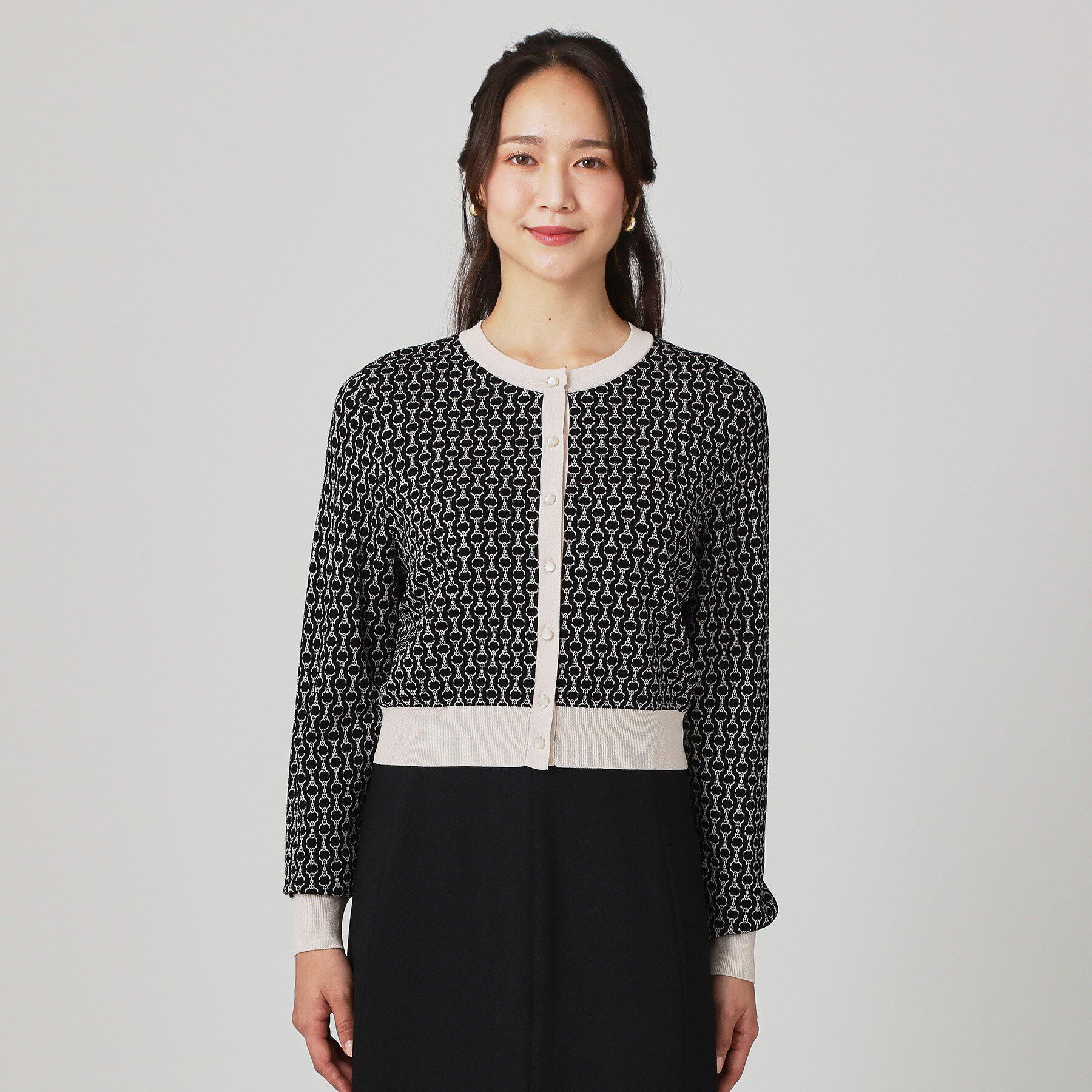 COUP DE CHANCE「【手洗い可】幾何柄風ジャカードカーディガン」|カーディガン|