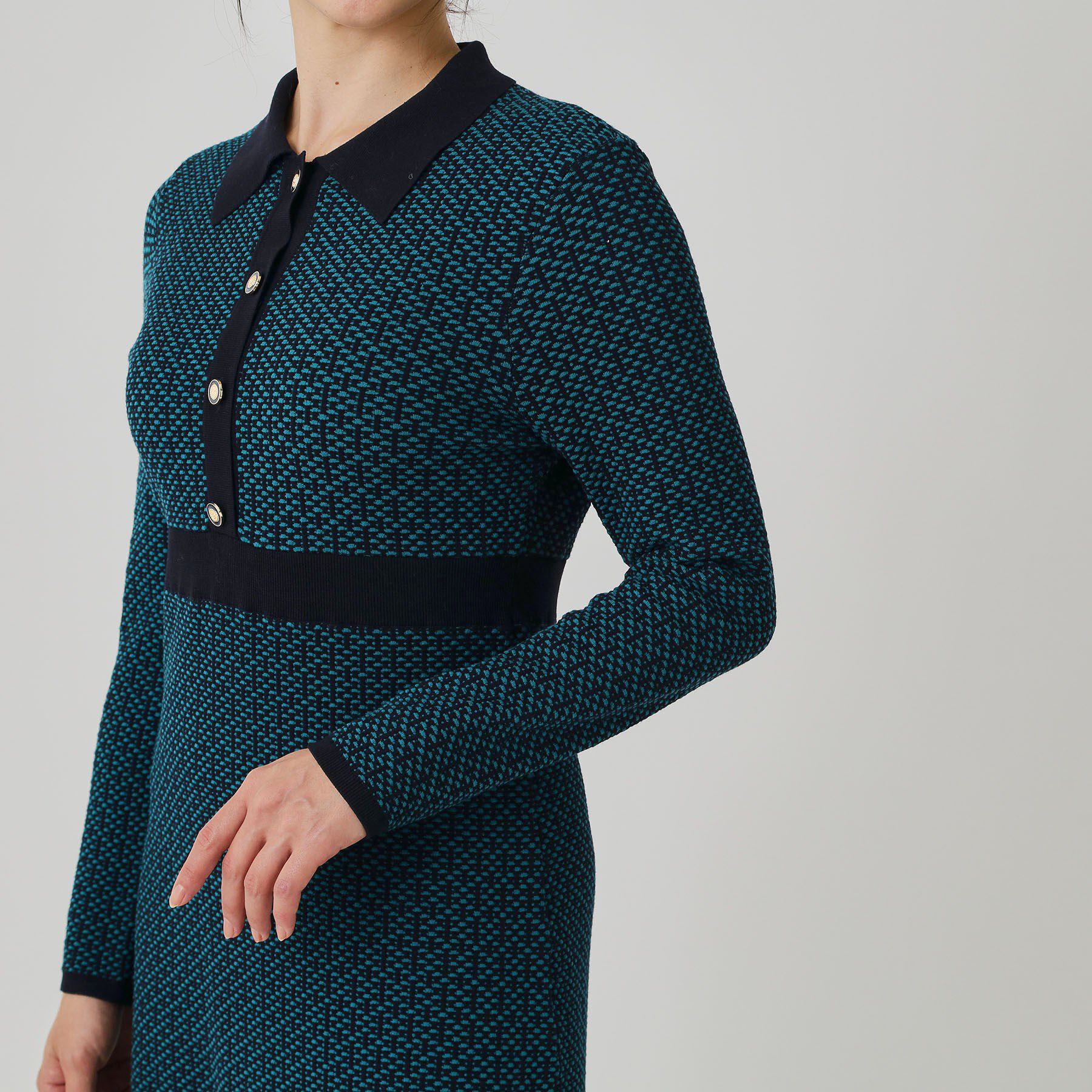 COUP DE CHANCE「【手洗い可】衿付きニットジャカード編みワンピース」|ワンピース|