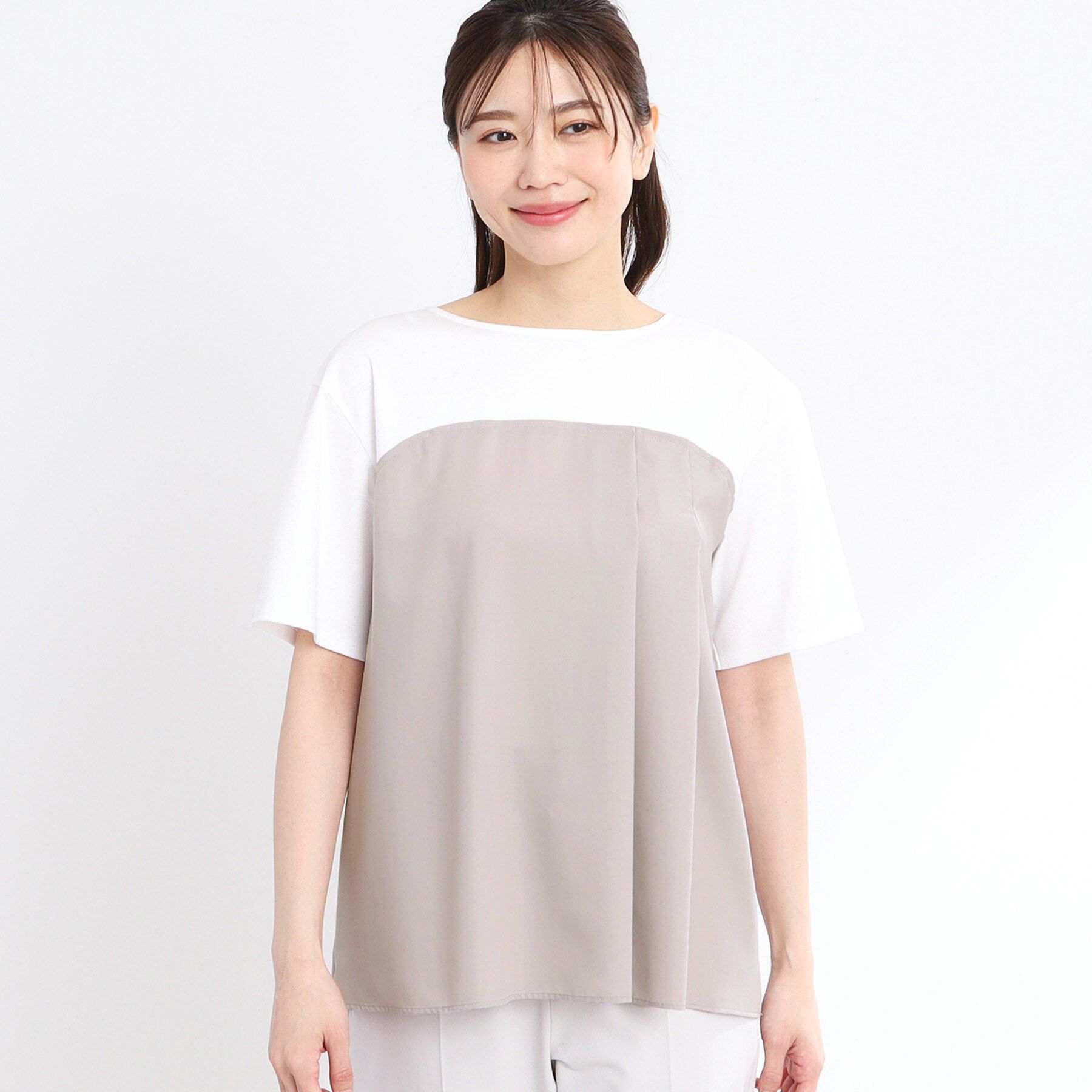 Reflect「【マシンウォッシュ可能】レイヤード風ジャージブラウス」|Tシャツ・カットソー|