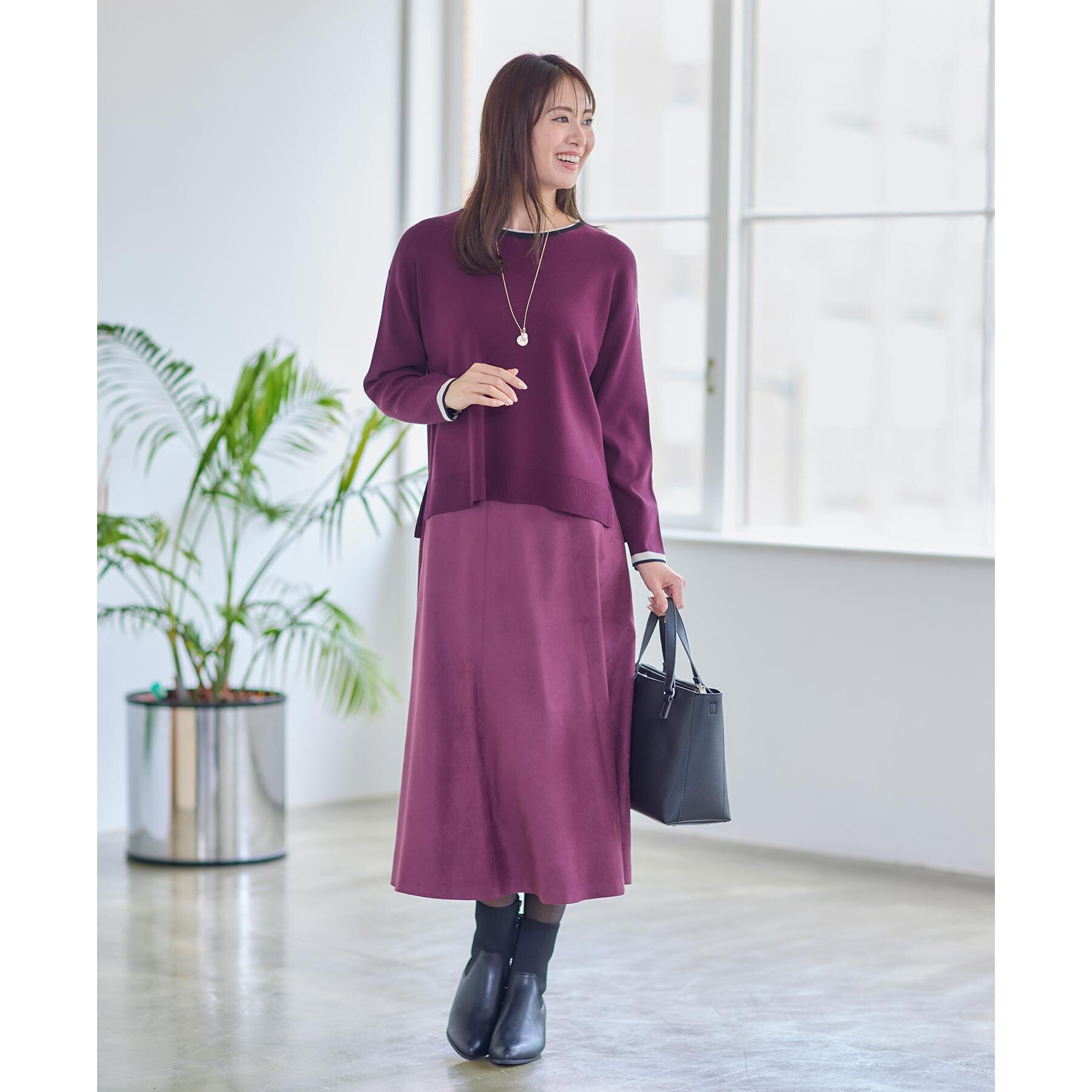 Reflect「【ジャケット合わせにぴったり◎】スエードライクフレアスカート」|スカート|