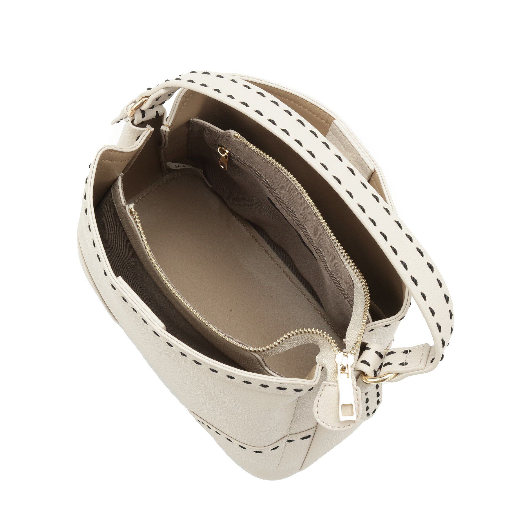 Reflect「【収納力◎／付属ストラップあり】バイカラーステッチバッグ」|ハンドバッグ|