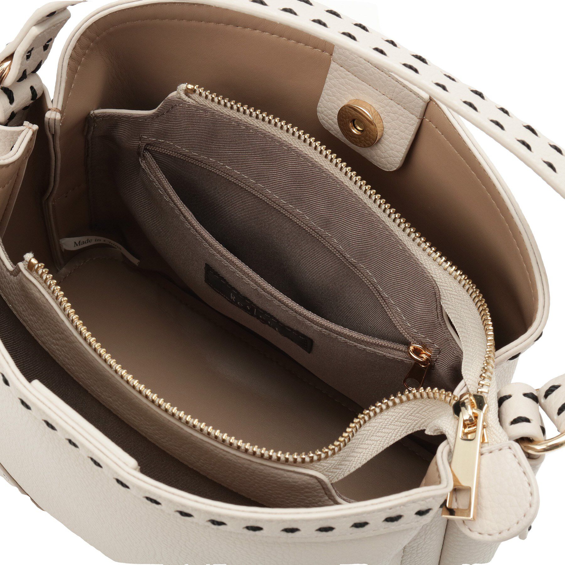 Reflect「【収納力◎／付属ストラップあり】バイカラーステッチバッグ」|ハンドバッグ|