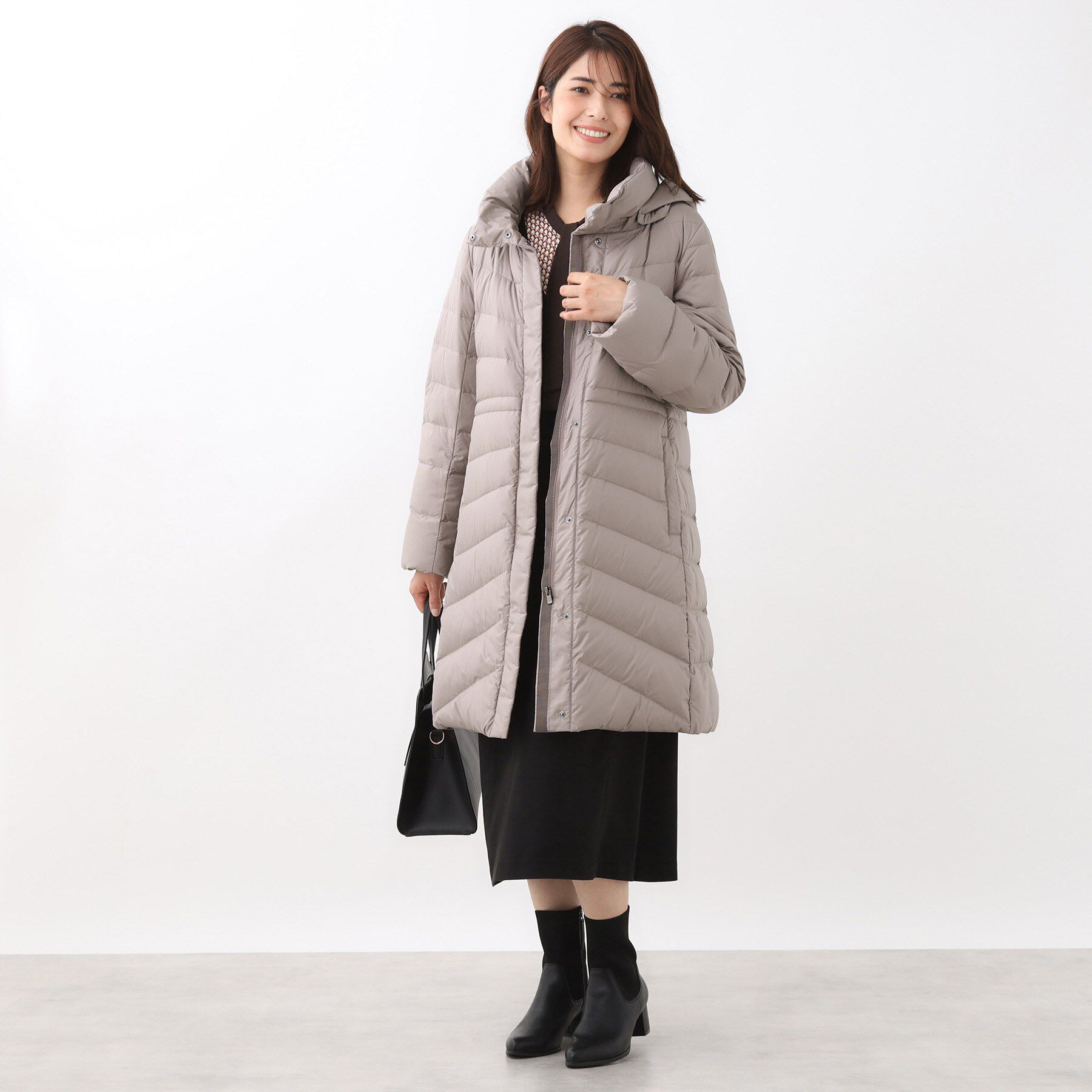 Reflect「【定番人気／ウエスト調整可】フーデッドロングダウンコート」|ダウン|