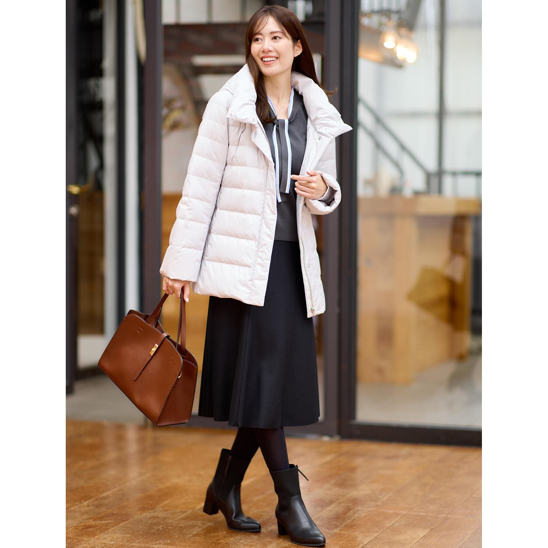 Reflect「【定番人気】フーデッドミドルダウンコート」|ダウン|