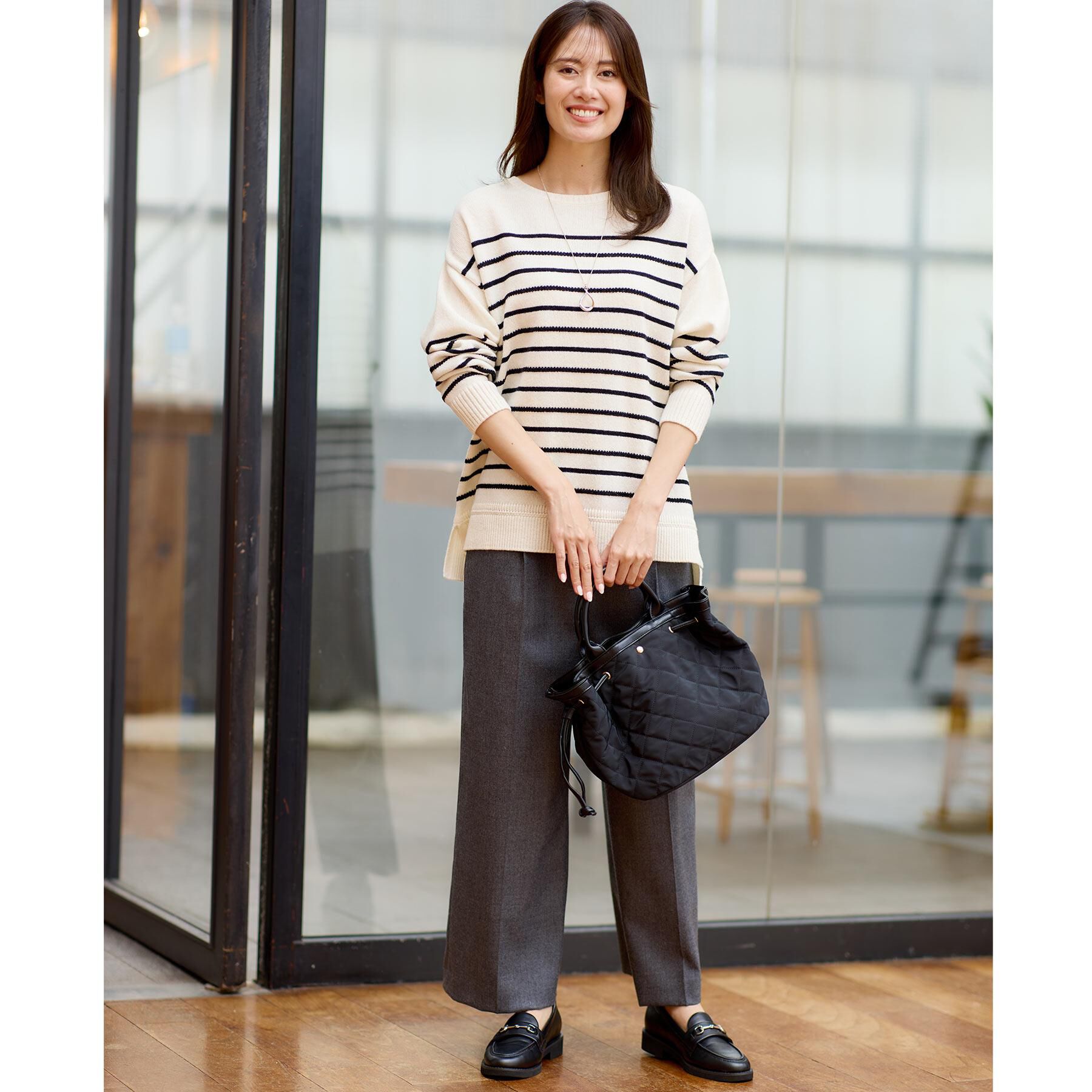 Reflect「【ゆったり着られる◎】ボートネックボーダーニット」|ニット・セーター|