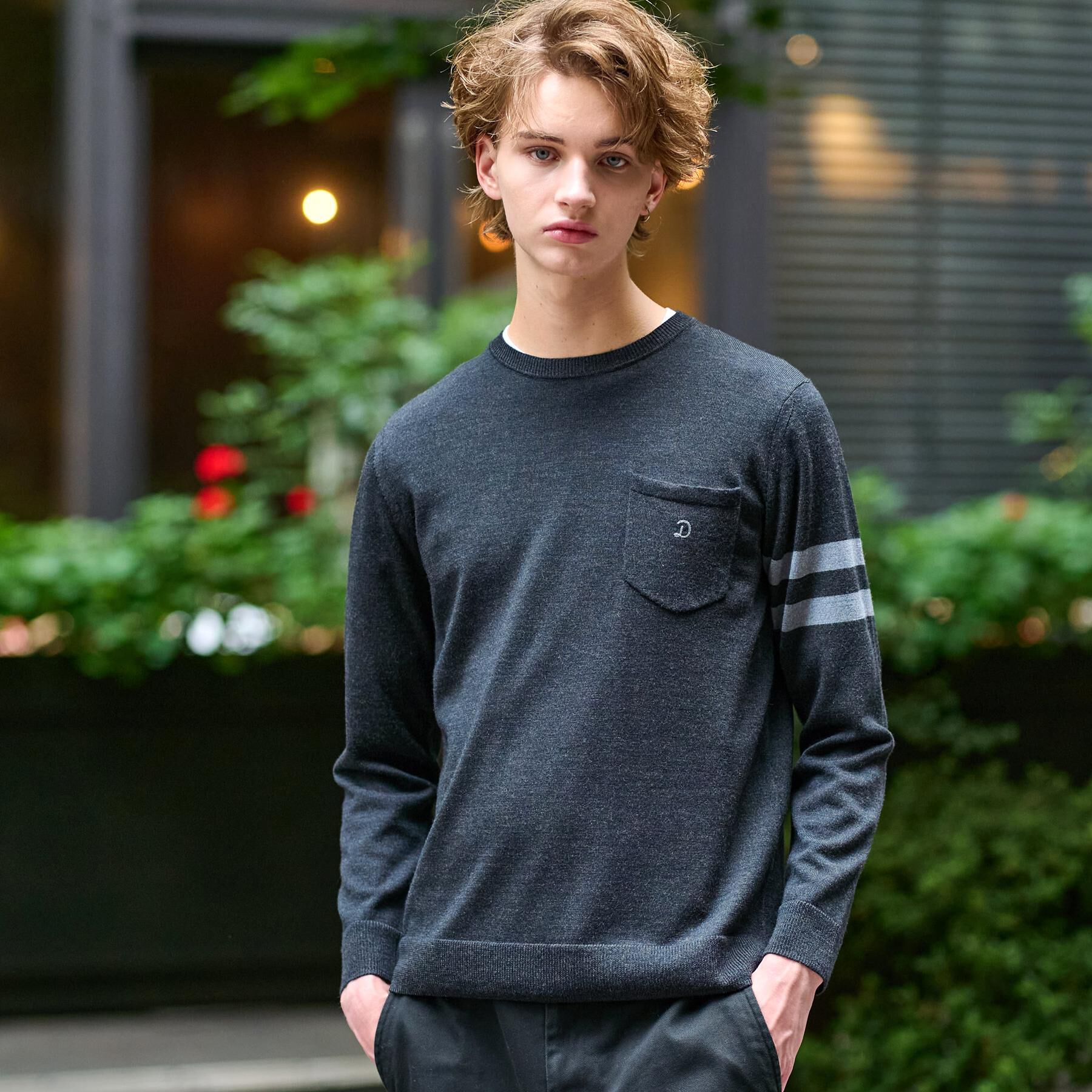 DRESSTERIOR「ウォッシャブルファインメリノ クルーネックニット」|ニット・セーター|チャコールグレー(0