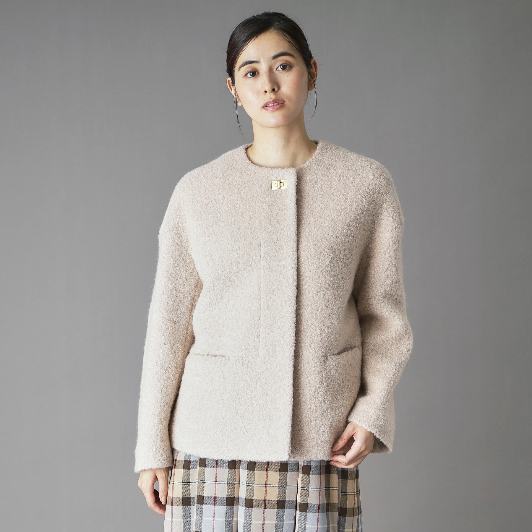 DRESSTERIOR「ループヤーンショートジャケット」|ノーカラーコート|