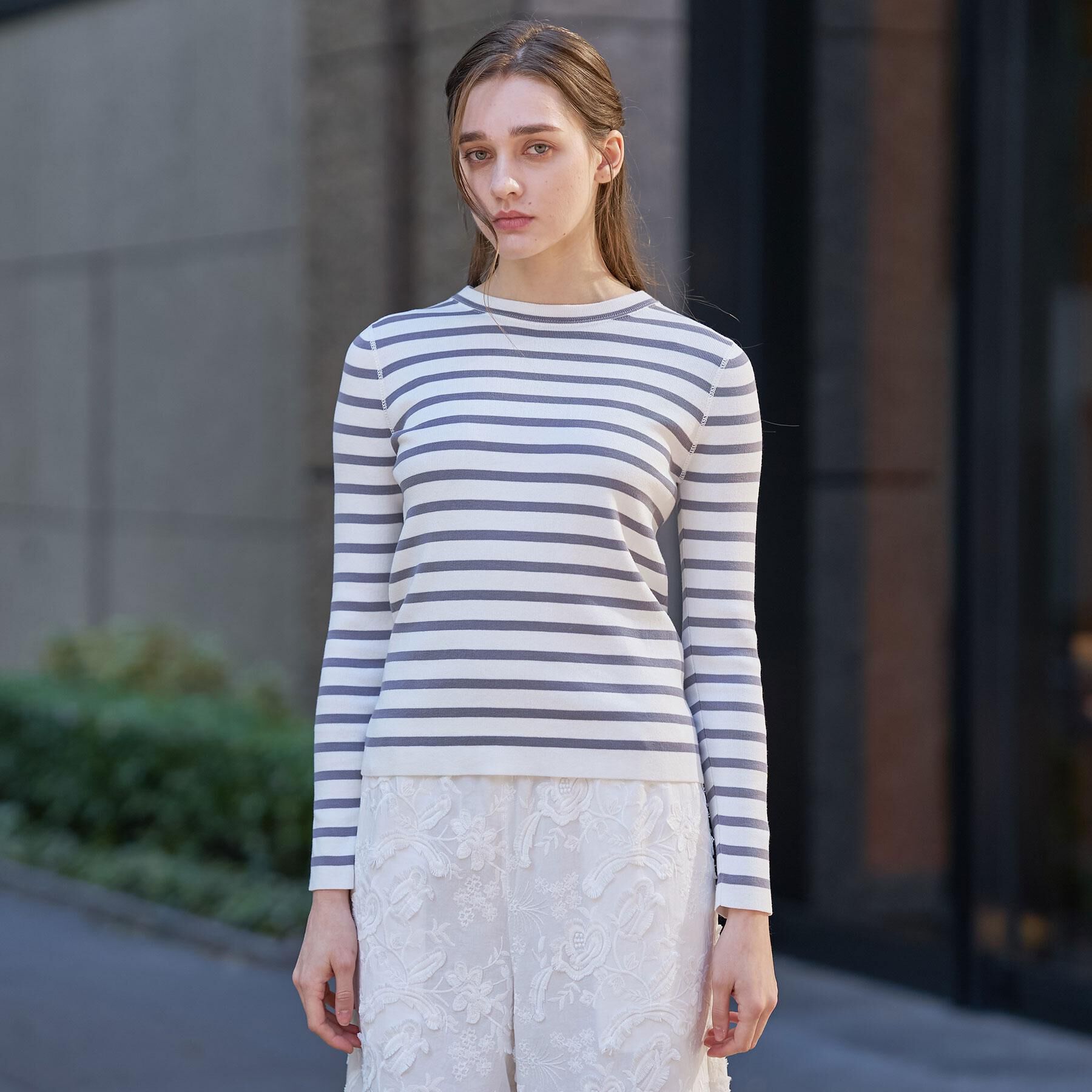 DRESSTERIOR「【ウォッシャブル】コットンフルニードルボーダーニット」|ニット・セーター|