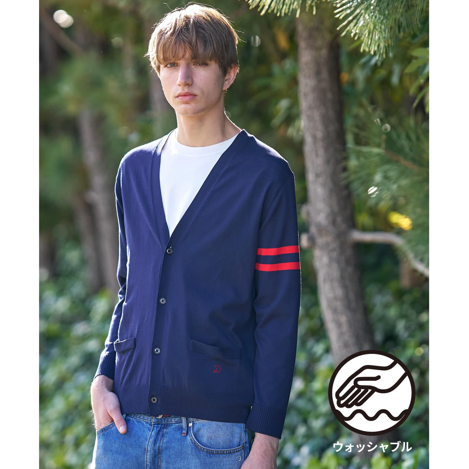 DRESSTERIOR「【ウォッシャブル】コットンシルク ニットカーディガン」|カーディガン|ネイビー(094)
