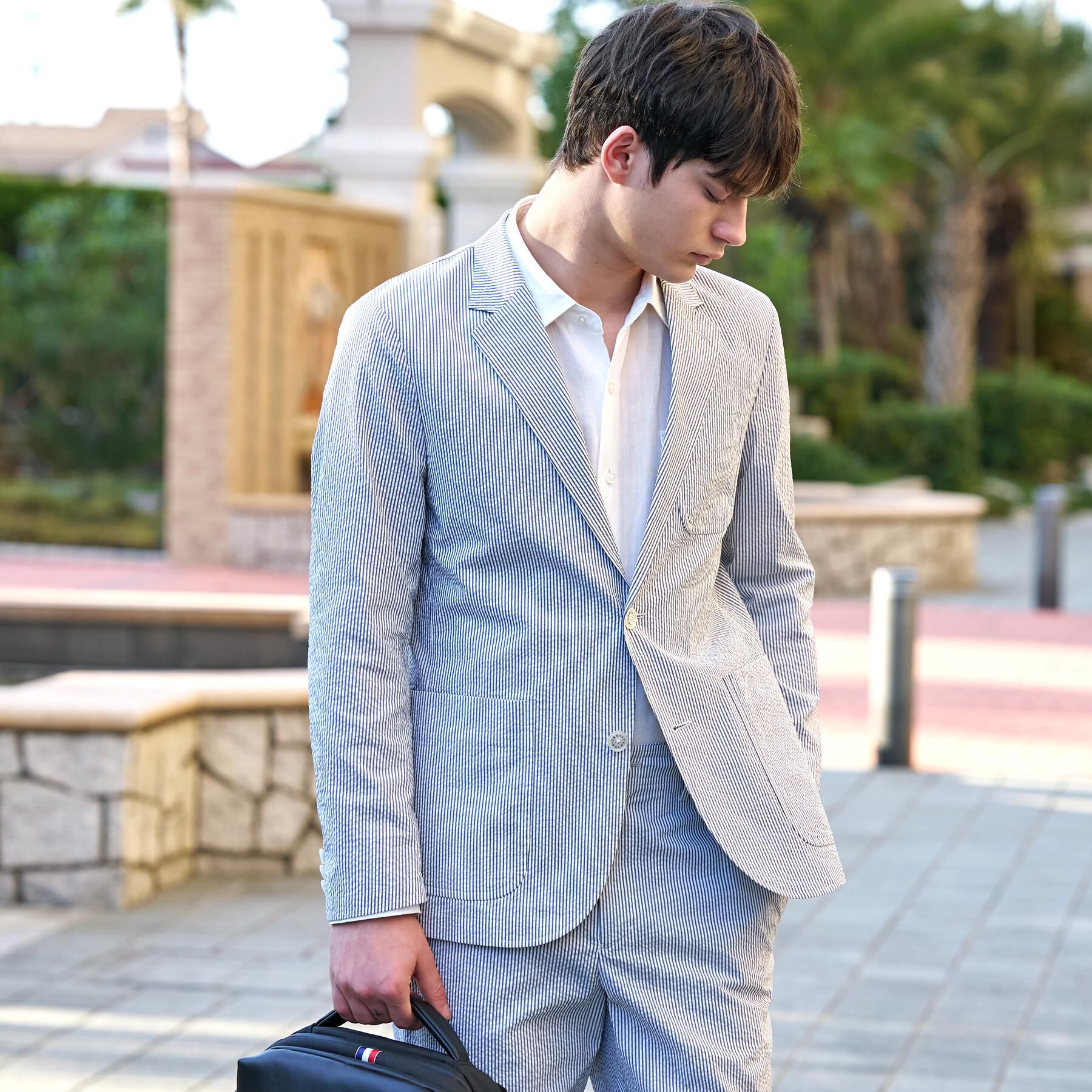 DRESSTERIOR「【吸湿速乾/セットアップ可/ウォッシャブル】COOLMAX シアサッカー サマージャケット」|テーラードジャケット|