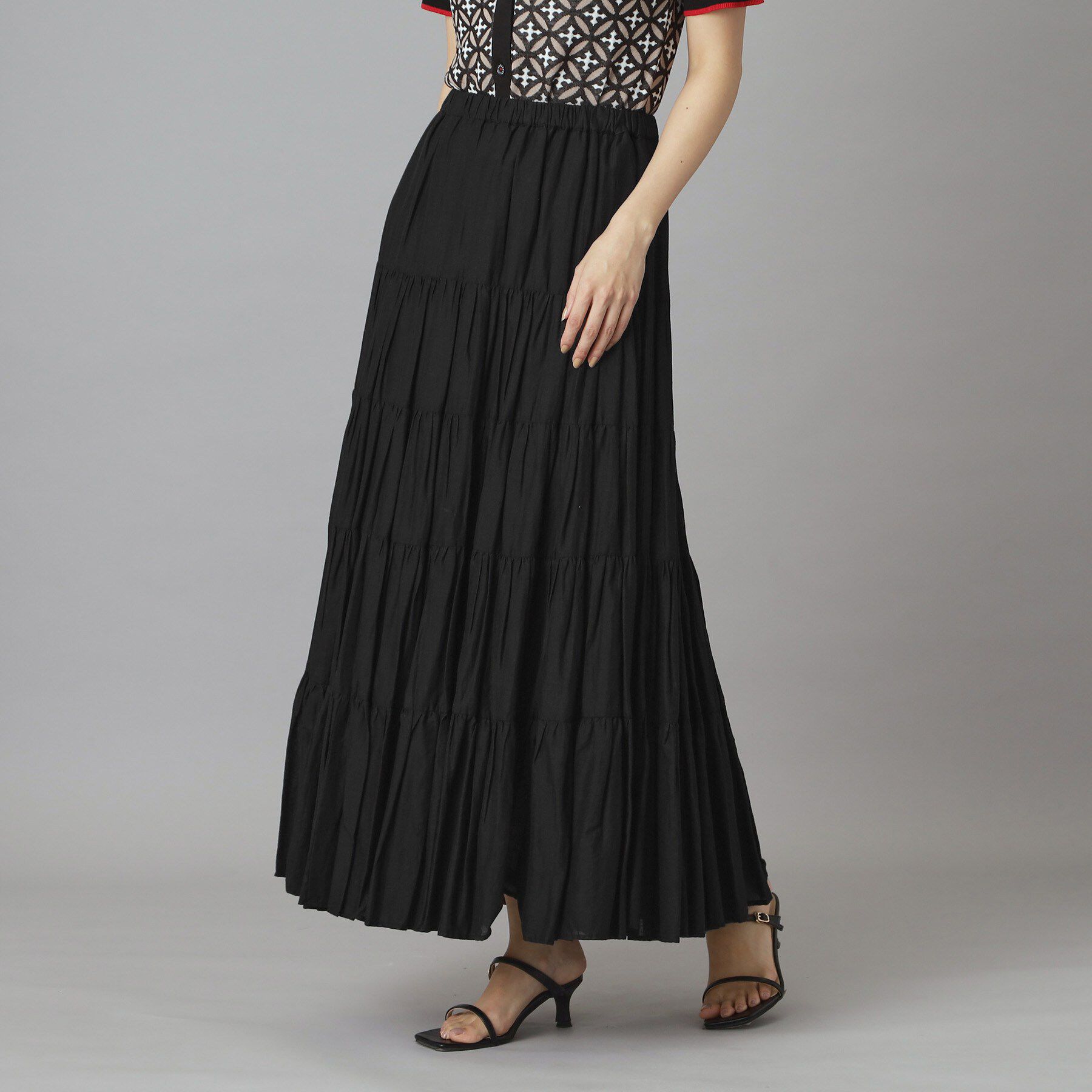 DRESSTERIOR「【再入荷】コットンボイルティアードスカート」|スカート|スミクロ(018)