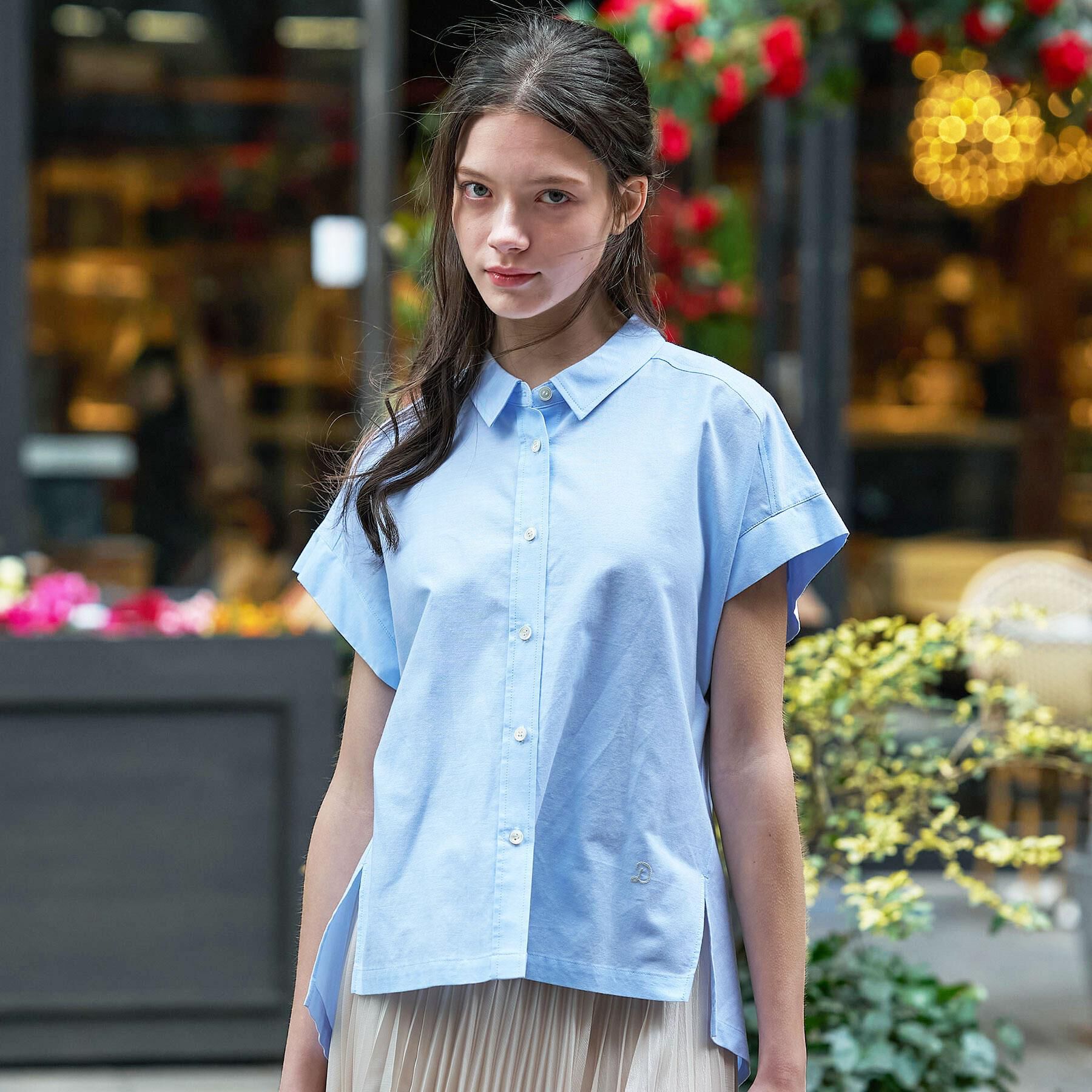 DRESSTERIOR「【毎年人気/ウォッシャブル】バックフレアオックスシャツ」|シャツ・ブラウス|サックスブルー(09