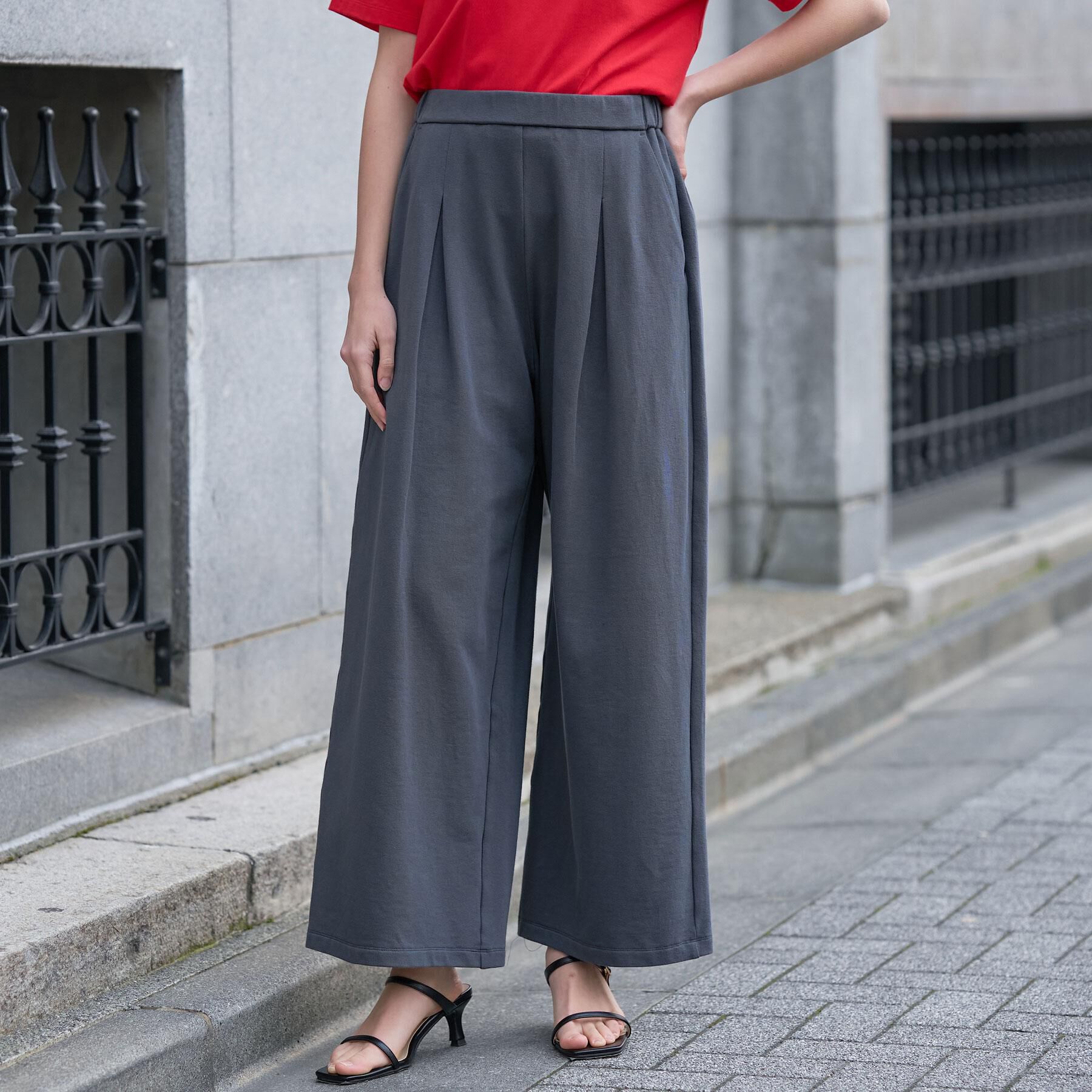 DRESSTERIOR「【セットアップ可】フレンチテリー ワイドパンツ」|その他|チャコールグレー(0