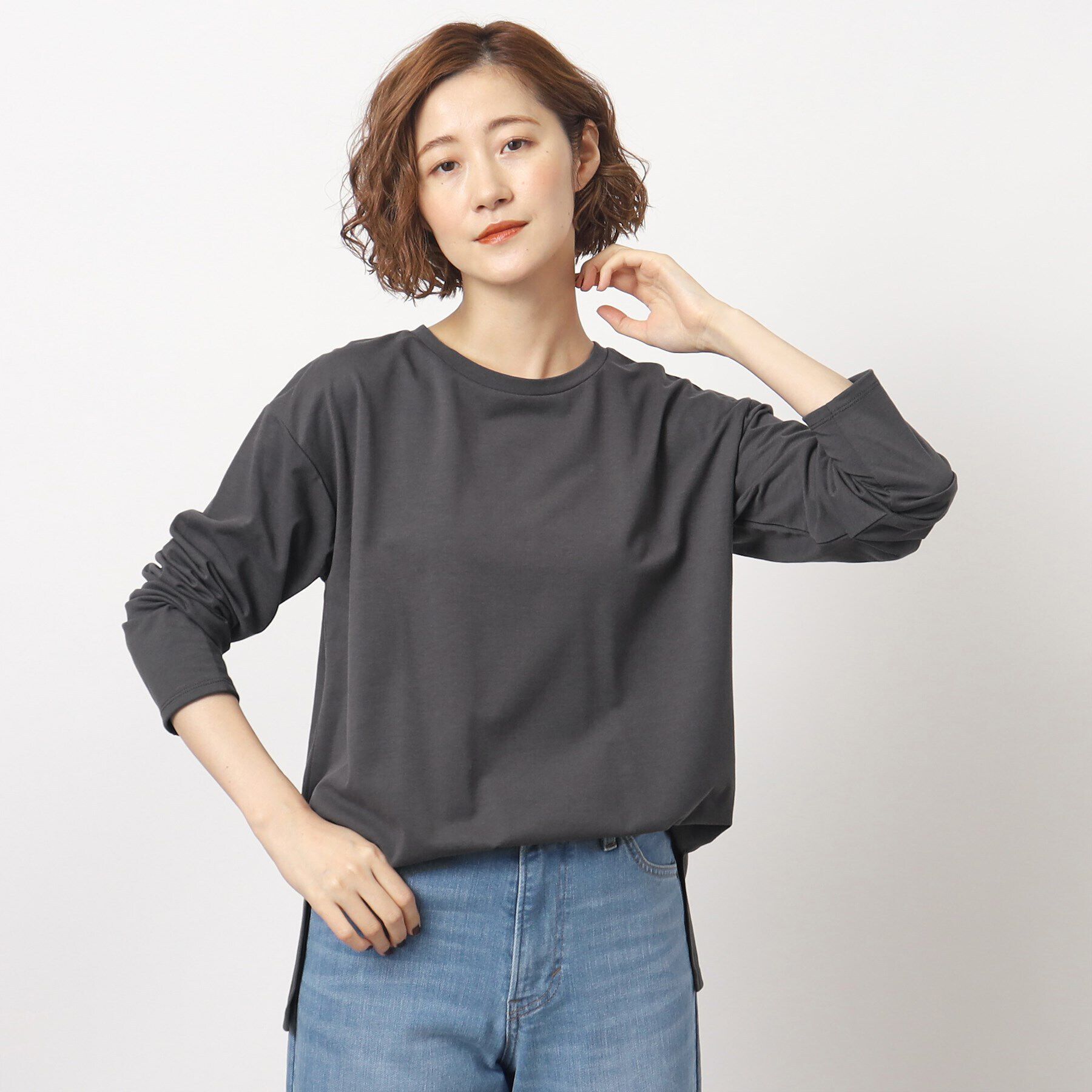 grove「ベーシックロンT」|Tシャツ・カットソー|チャコールグレー(0