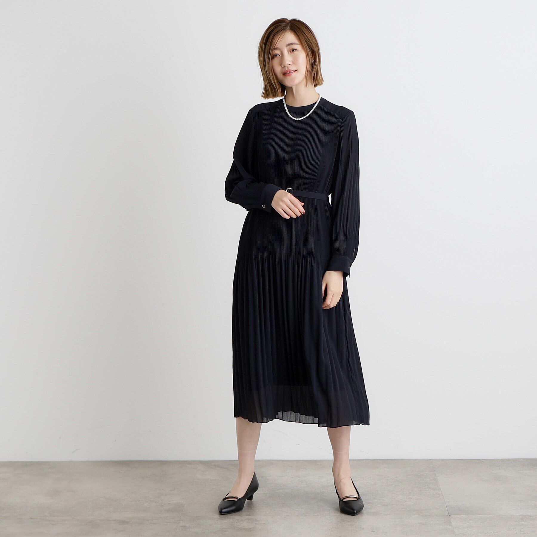 grove「プリーツナローフレアワンピース」|ワンピース|