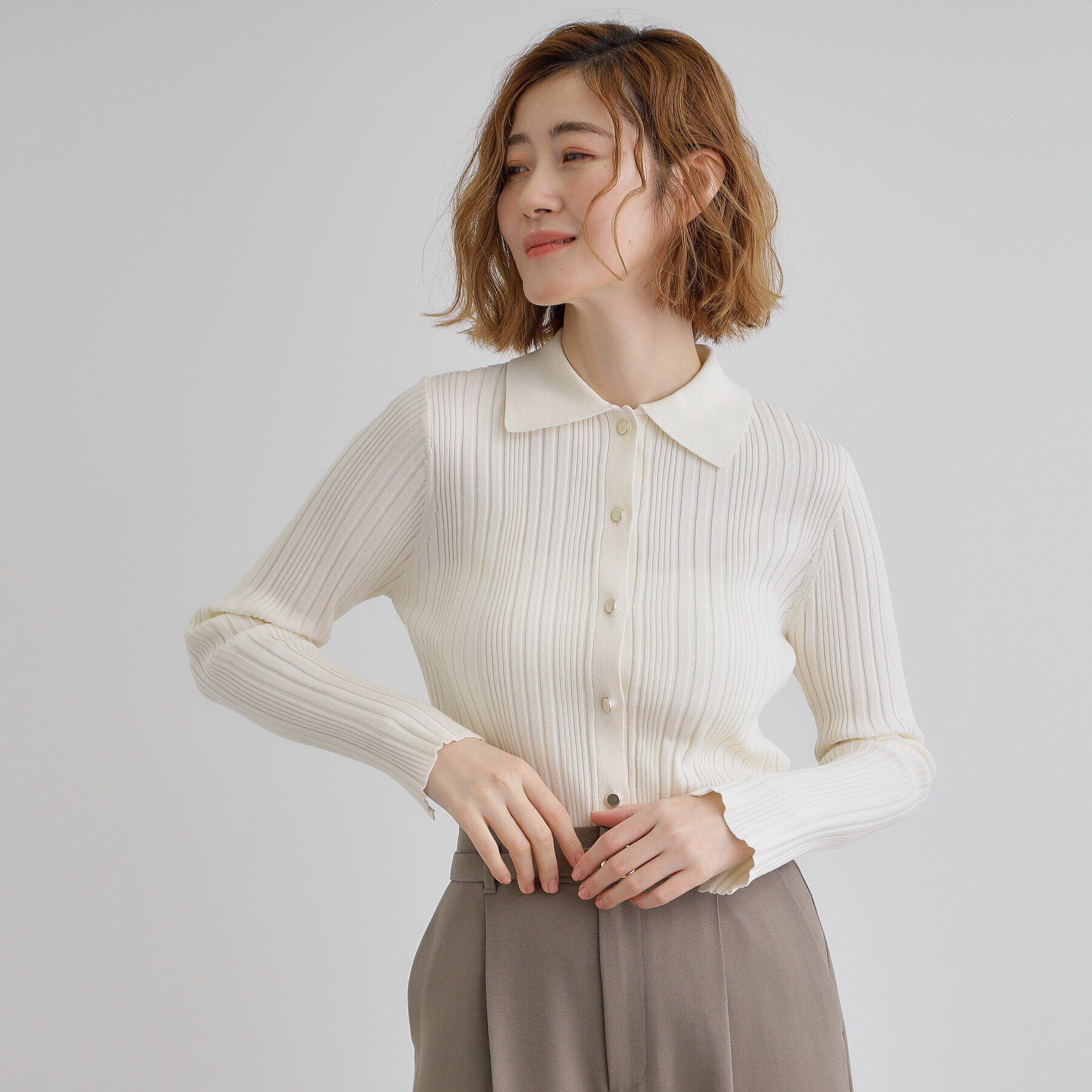 grove「ワイドリブポロニット」|ニット・セーター|