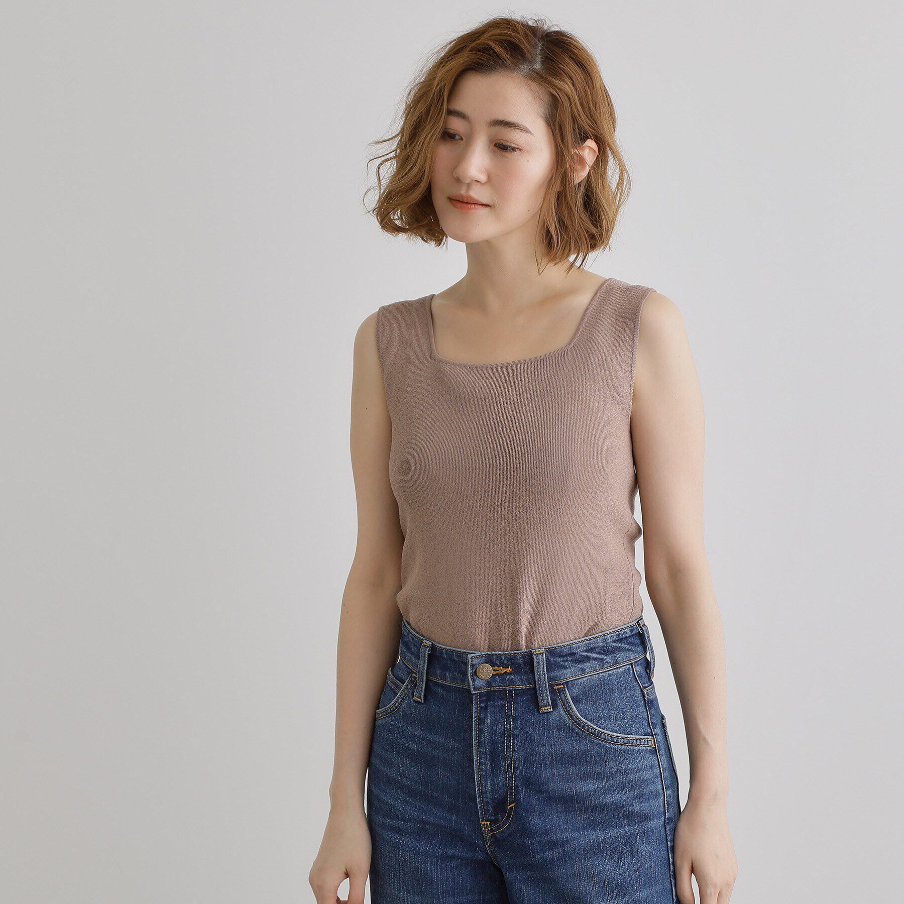 grove「【ラフにもキレイにも、着回し力◎】2WAYスクエアニットタンク」|キャミソール|