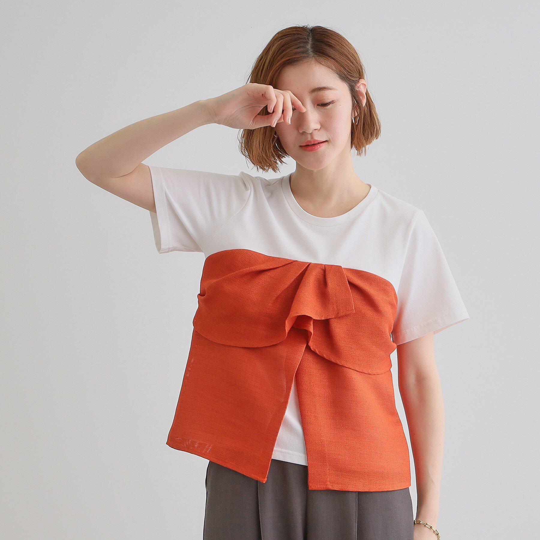 grove「【大人のリゾートスタイル/SETUP】麻調ビスチェドッキングT」|Tシャツ・カットソー|