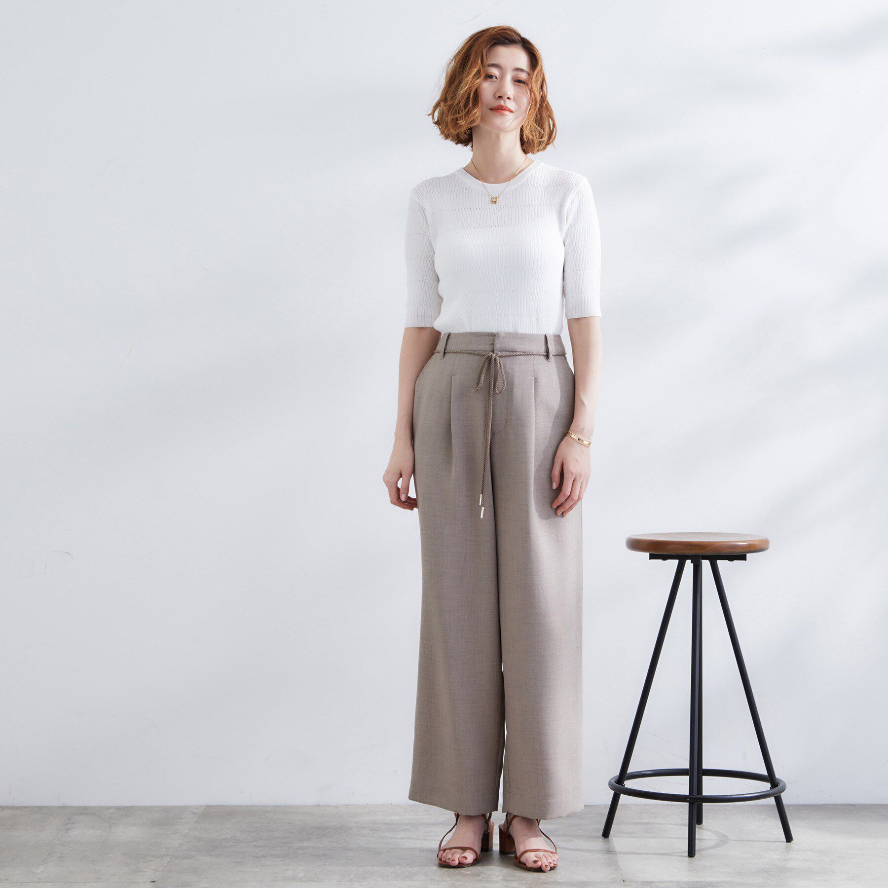 grove「地柄ボーダーリブニットプルオーバー」|ニット・セーター|