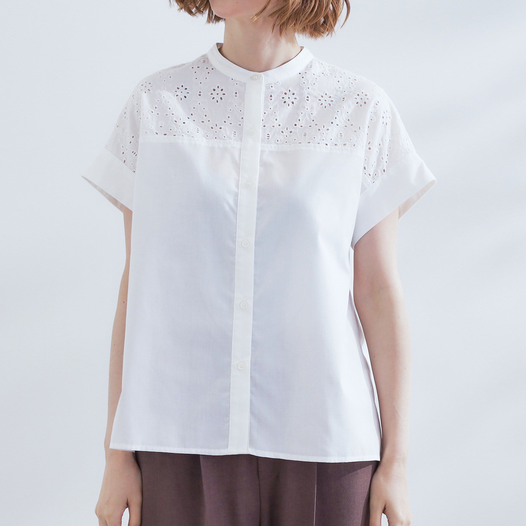 grove「涼やかさと上品さを兼ね備えた　レースシャツブラウス」|シャツ・ブラウス|