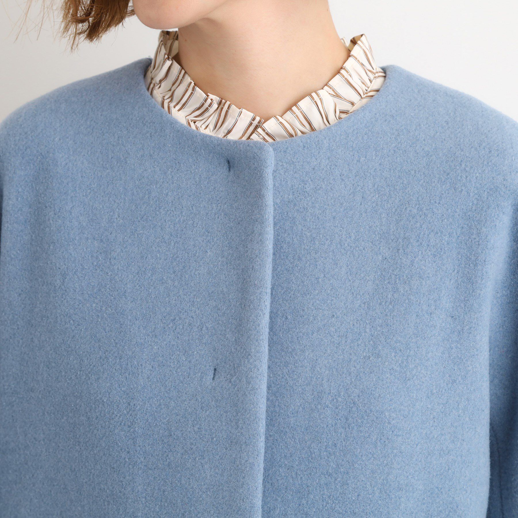 grove「【ウール混】軽やかに羽織れるショートコート」|ノーカラーコート|